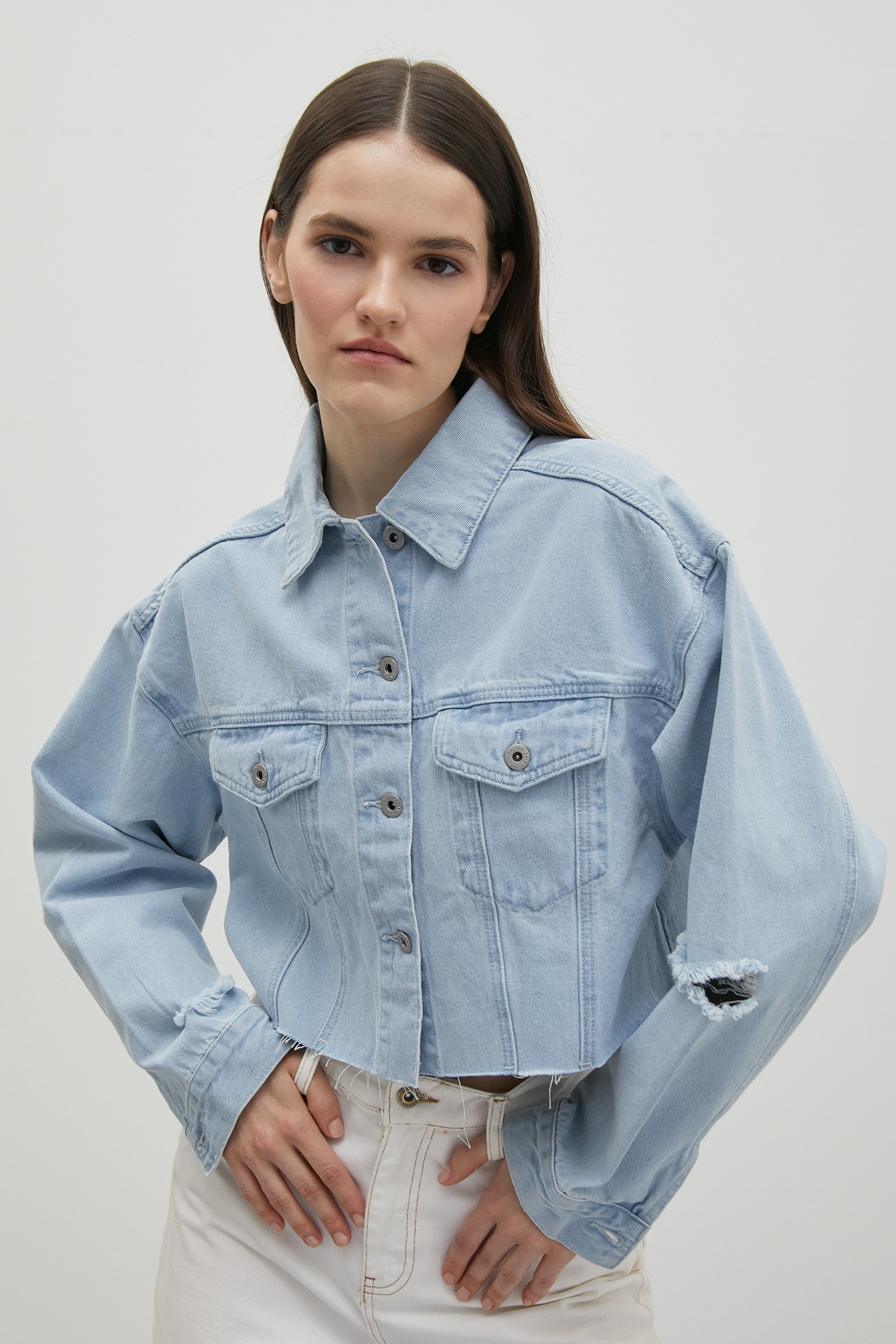 Укороченная джинсовая куртка-рубашка, 1261 light denim, Укороченная джинсовая куртка-рубашка
Укороченная джинсовая куртка-рубашка, 1261 light denim, Укороченная джинсовая куртка-рубашка