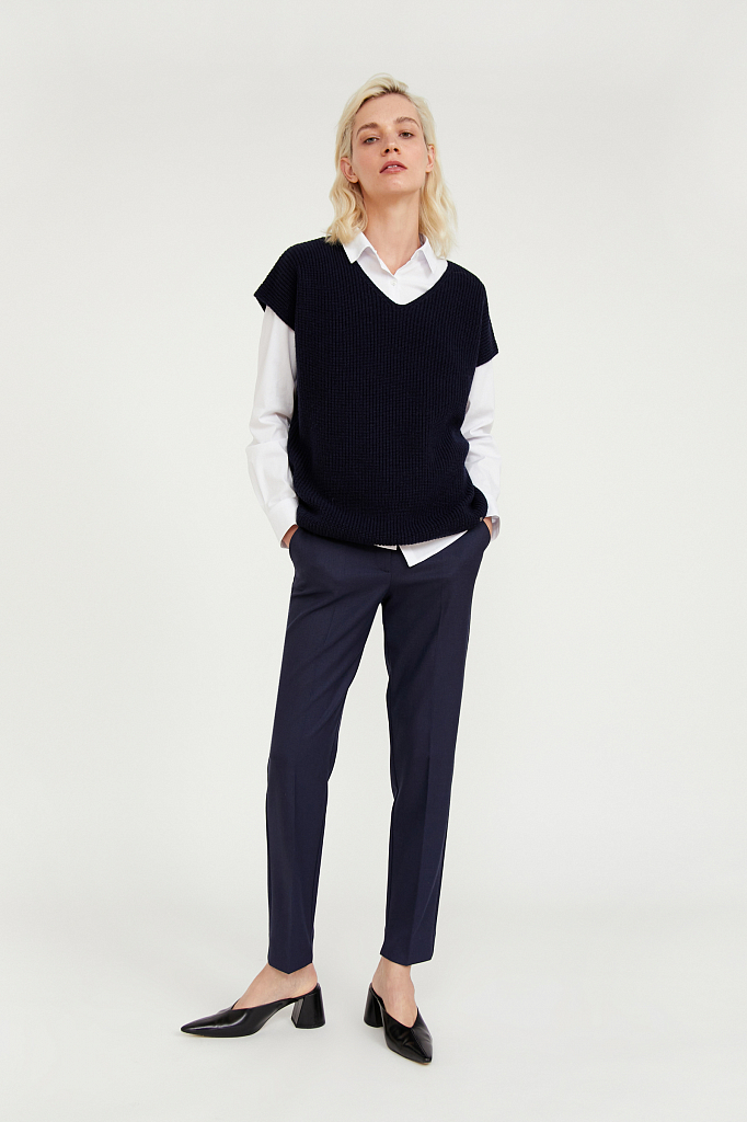 

классические прямые женские брюки со стрелками, Темно-синий, классические прямые женские брюки со стрелками