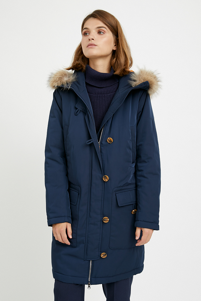пальто женское Finn-Flare темно-синего цвета