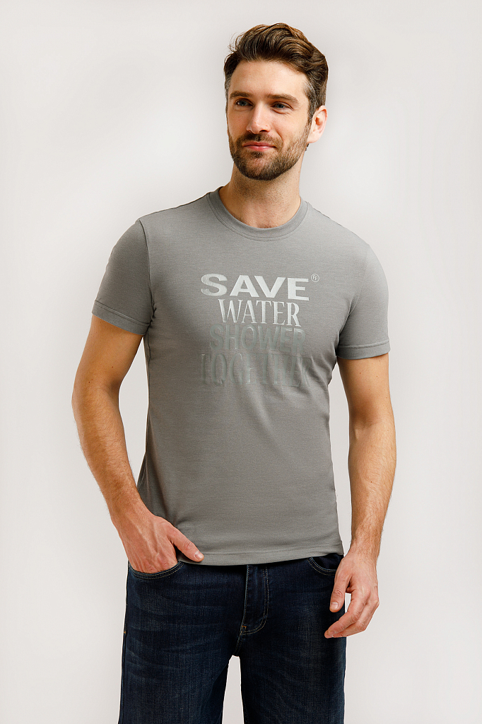 

футболка мужская, Светло-серый меланж, футболка мужская