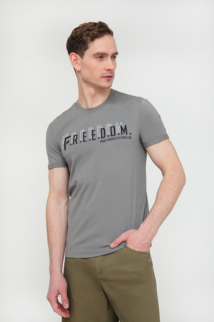 

футболка мужская, Светло-серый меланж, футболка мужская