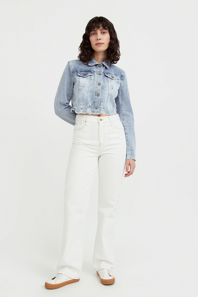 

укороченная джинсовая куртка, Синий, укороченная джинсовая куртка