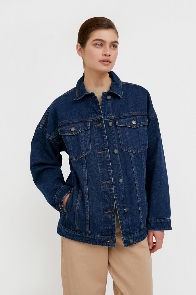 базовая джинсовая куртка Finn-Flare темно-синего цвета