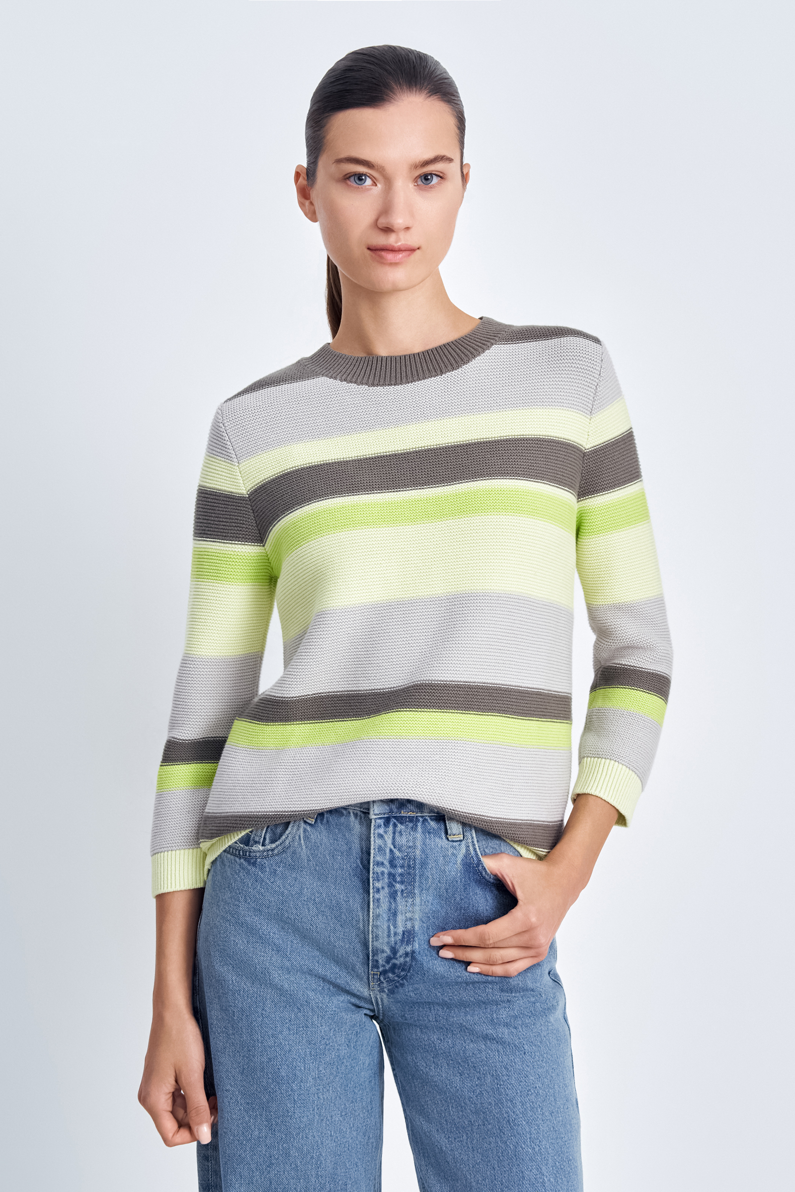 Джемпер из хлопка с круглым вырезом, цвет Светло-салатовый (арт: B21 ...