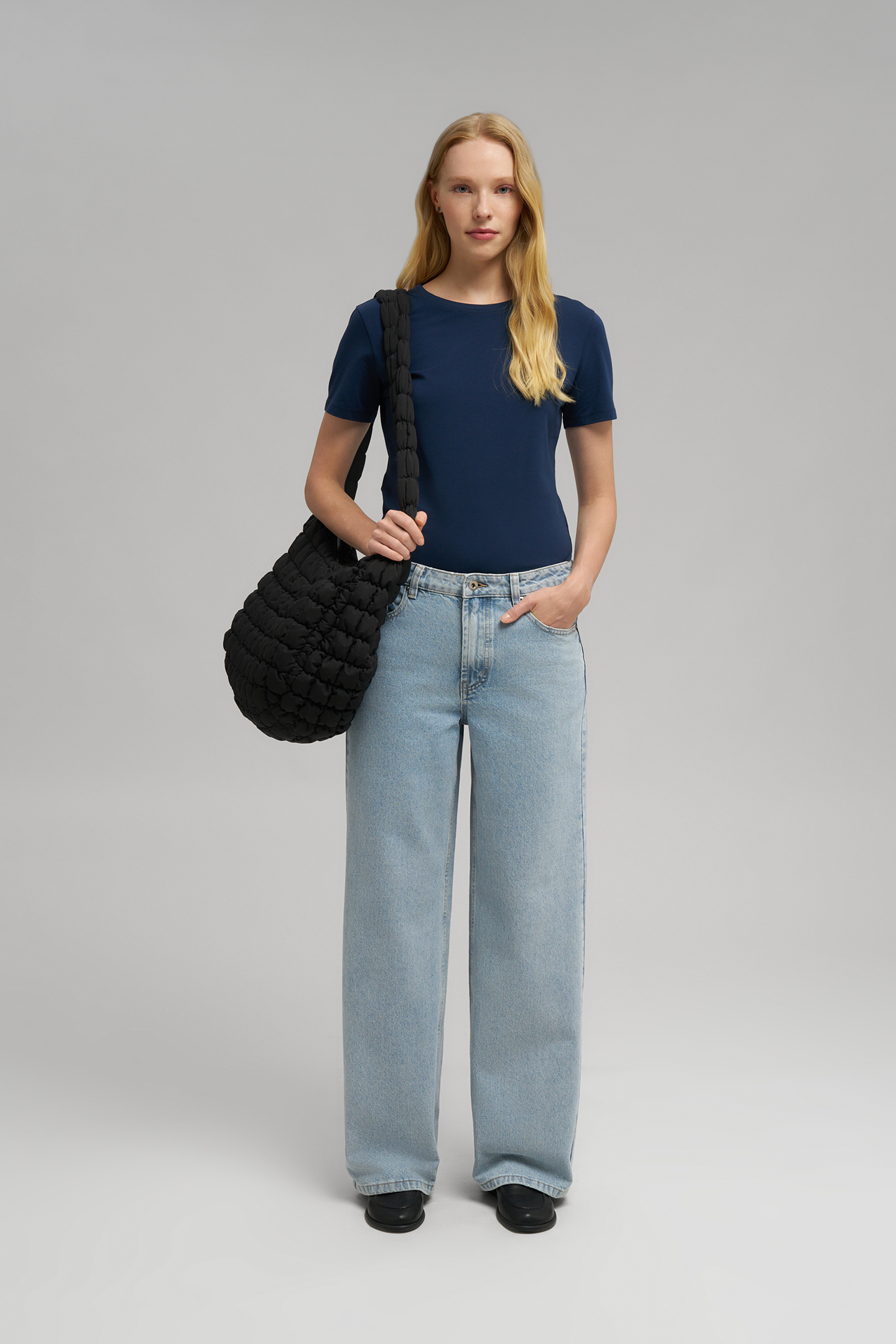 Приталенная футболка FINN FLARE из джерси, синий, арт. BAS-100195