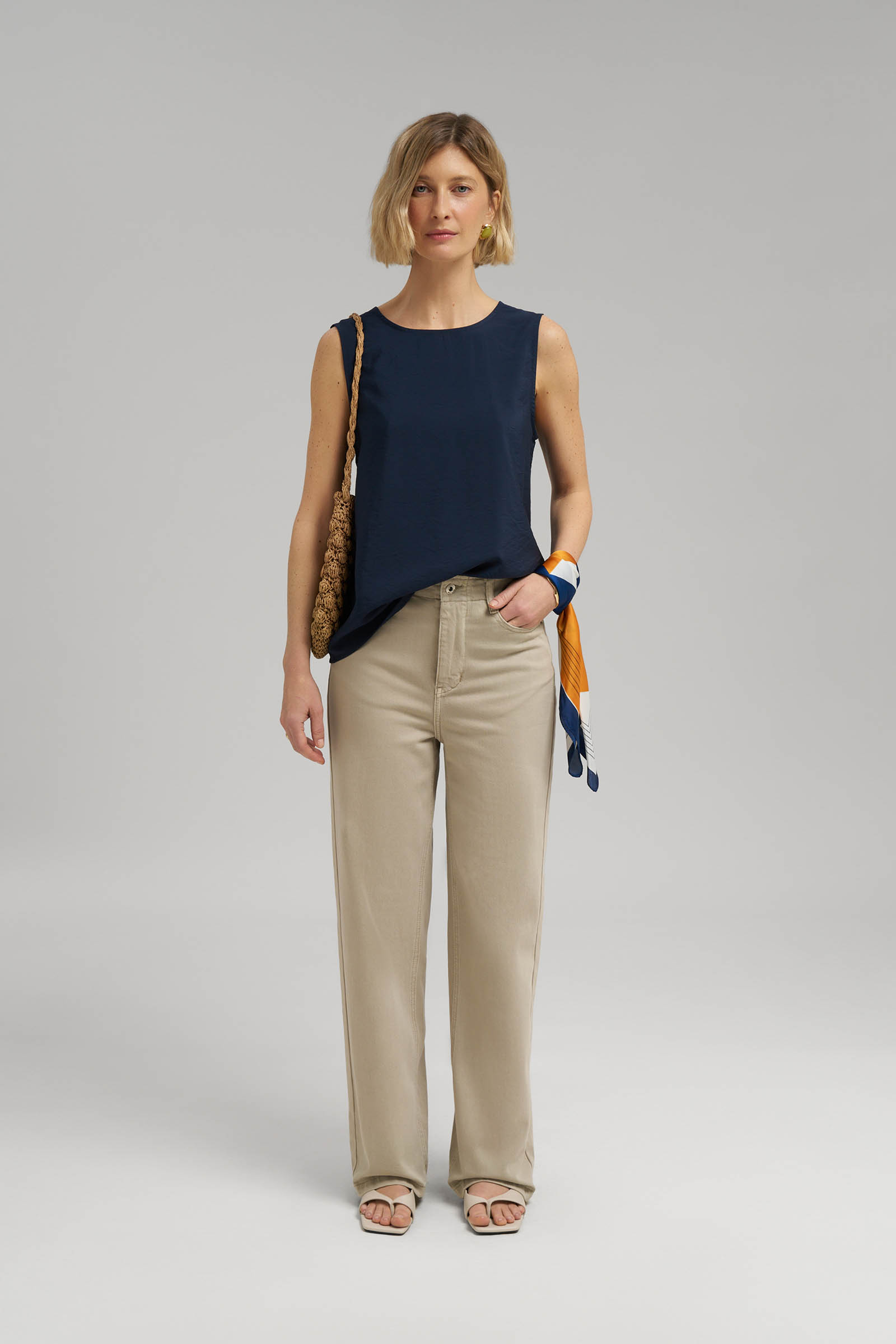 Топ Finn Flare свободный из жатой ткани, синий, арт. BAS-100214