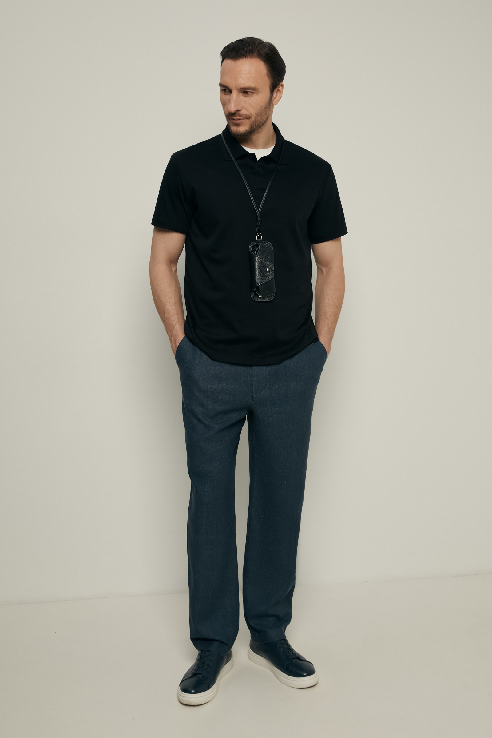 Брюки изо льна с эластичным поясом