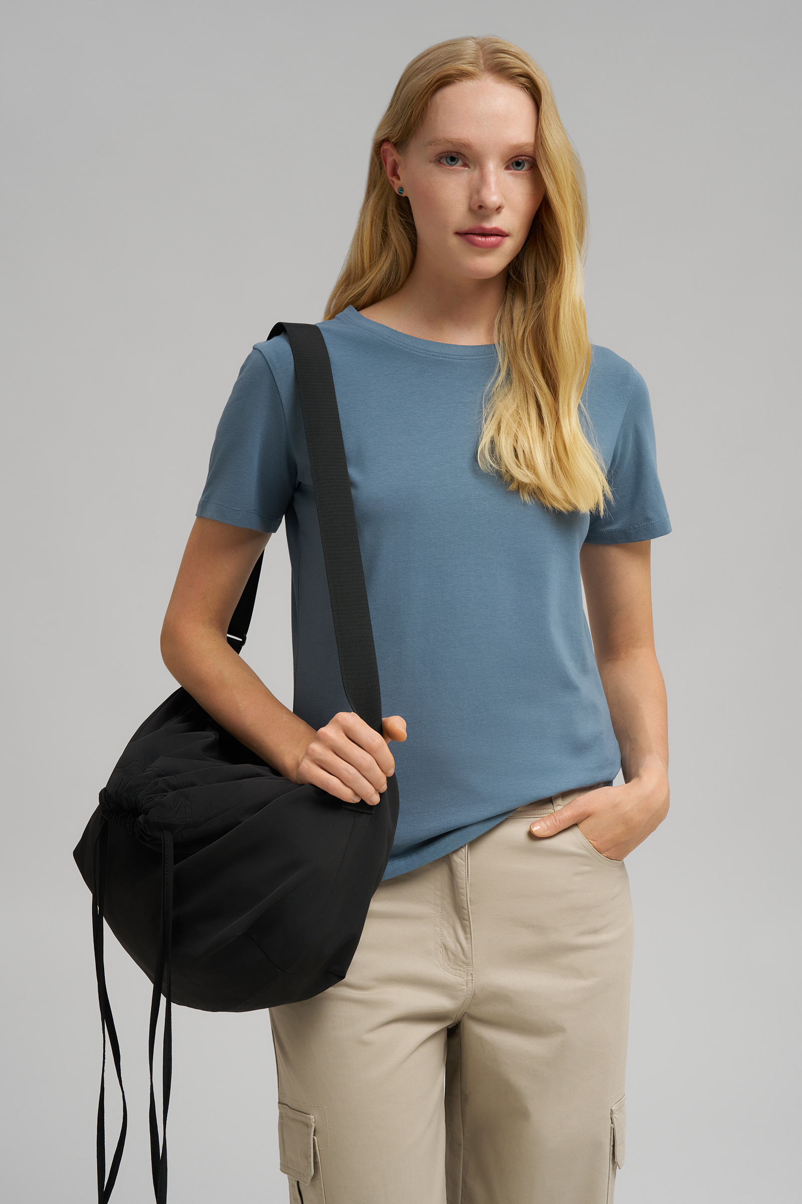 Приталенная футболка FINN FLARE из джерси, синий, арт. BAS-100195