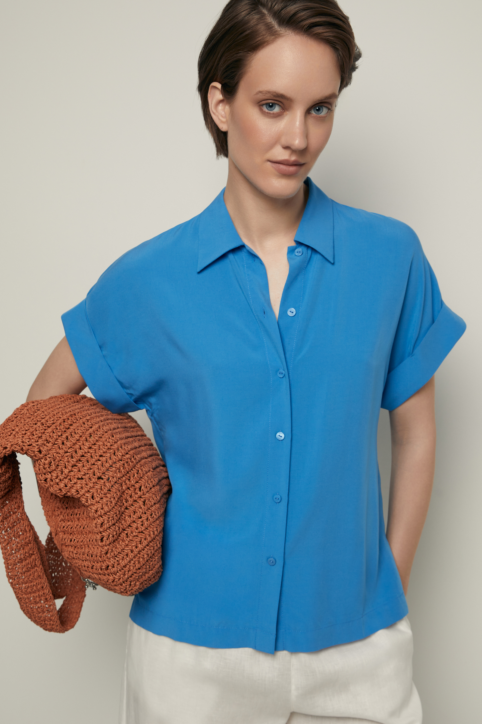 Блузка Finn Flare BAS-10041, 180 blue aster, арт. BAS-10041