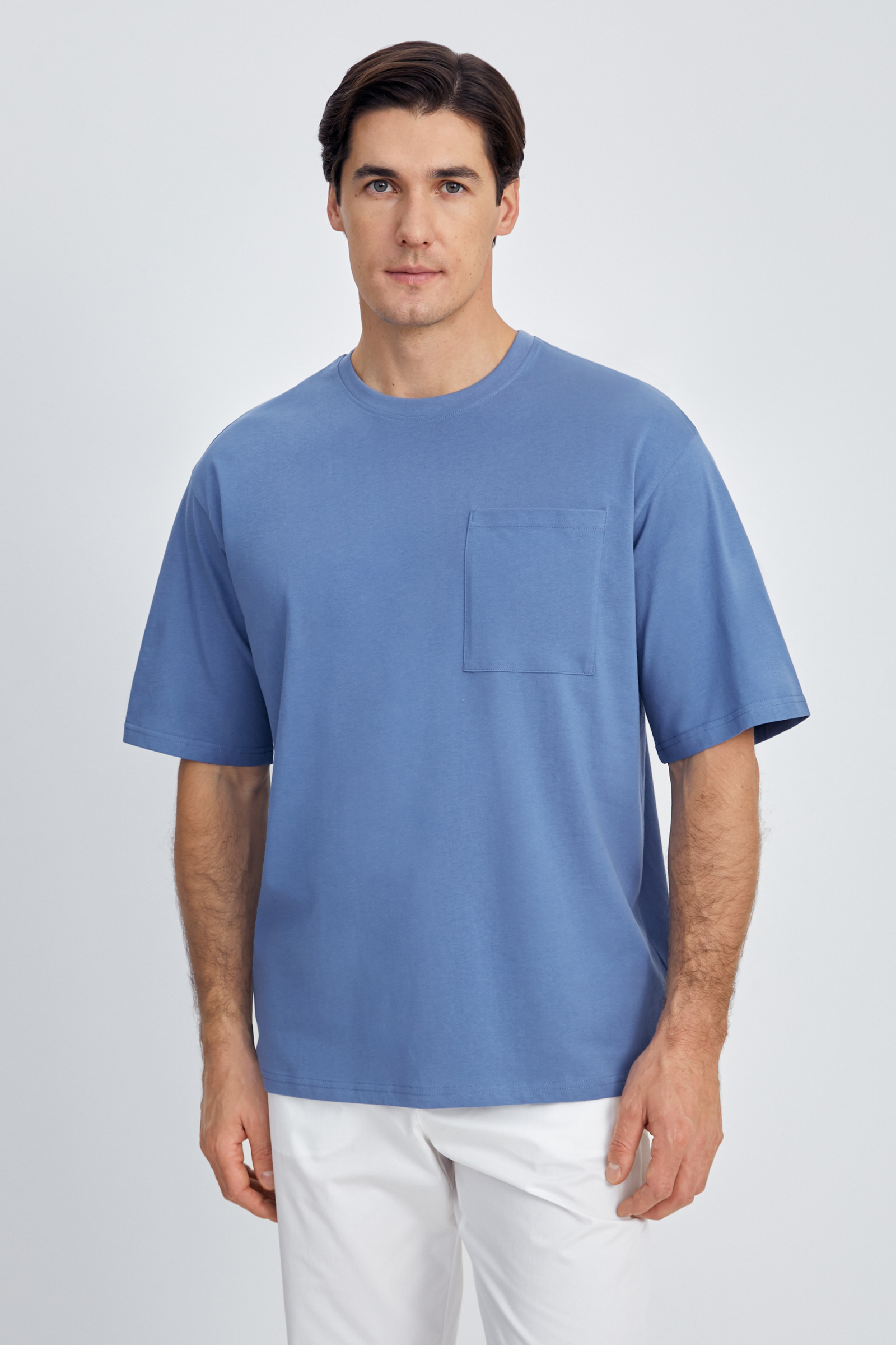 Мужская футболка FINN FLARE с нагрудным карманом, голубой, арт. BAS-200133