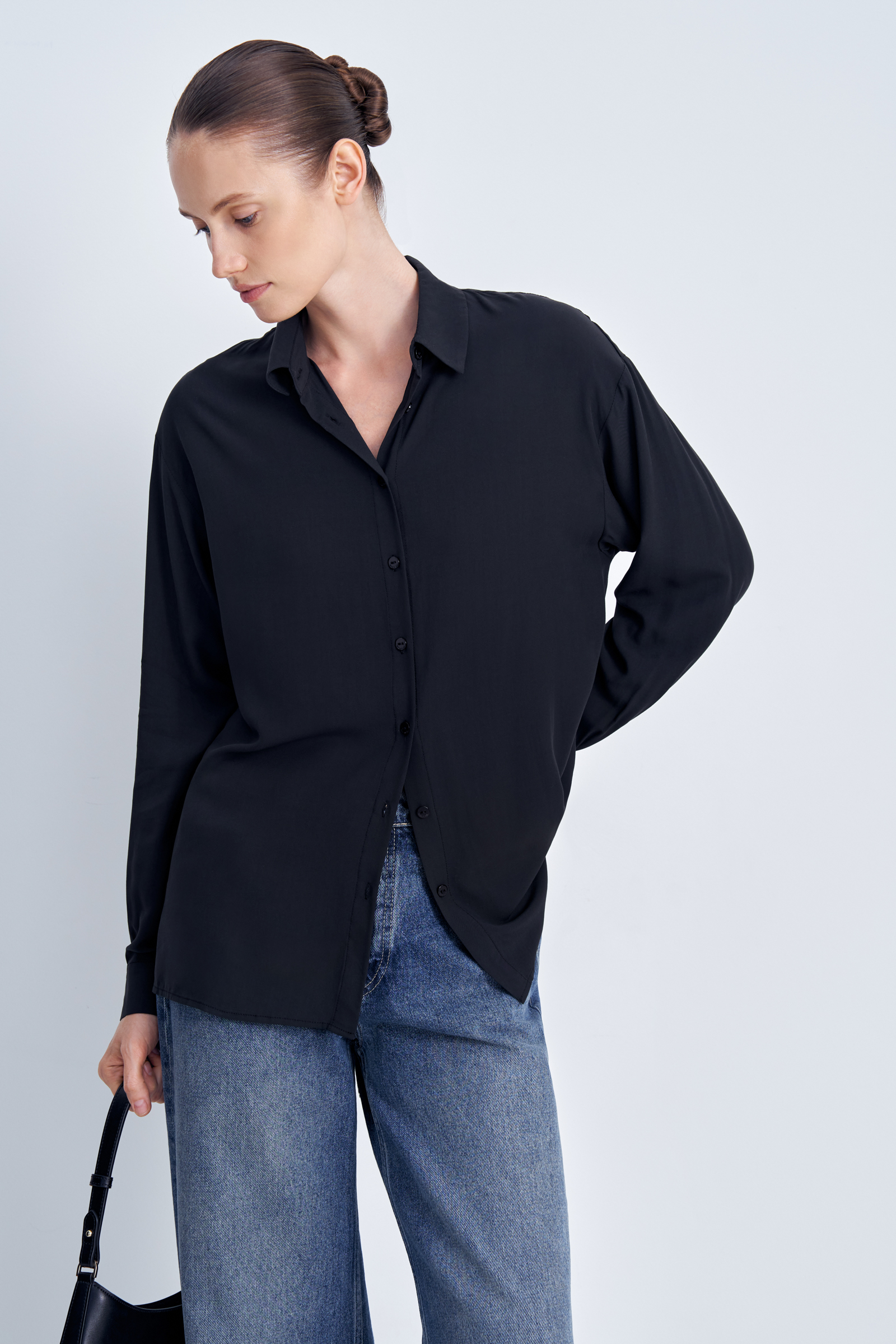 Блузка Finn Flare свободного кроя, черный, арт. BAS-10040