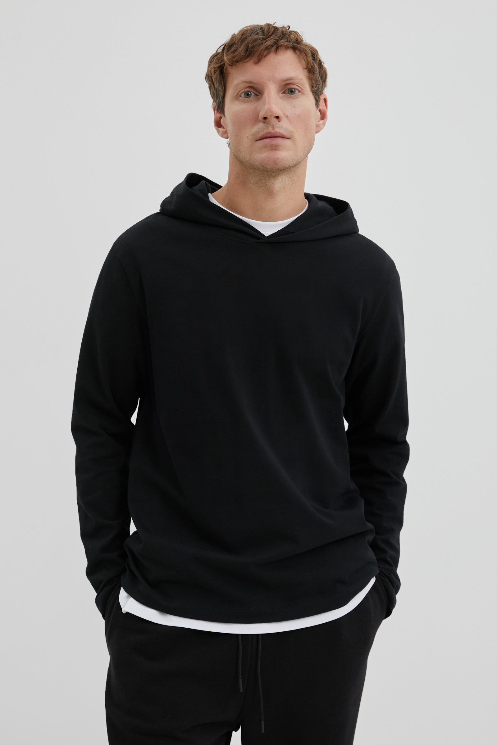 

Худи с капюшоном из хлопка, 200 black, Худи с капюшоном из хлопка