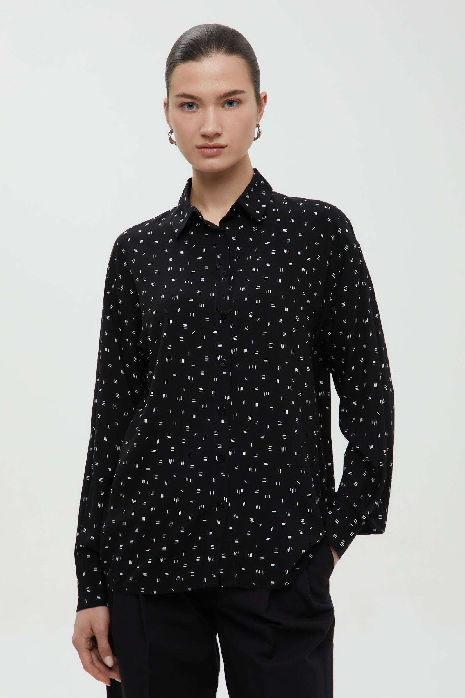 Блузка Finn Flare свободного кроя, 200 mc black, арт. BAS-10040