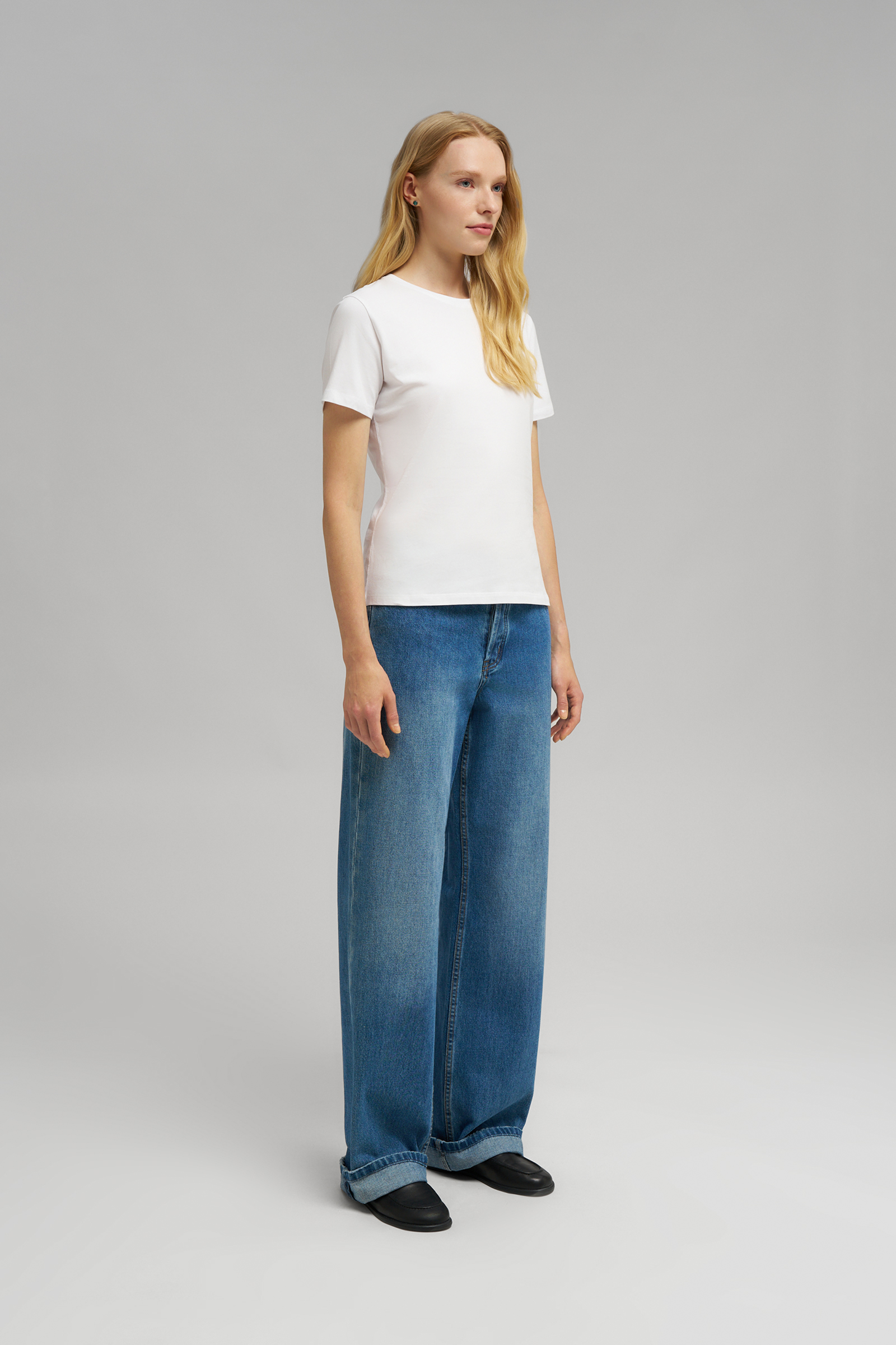 Приталенная футболка FINN FLARE из джерси, белый, арт. BAS-100195