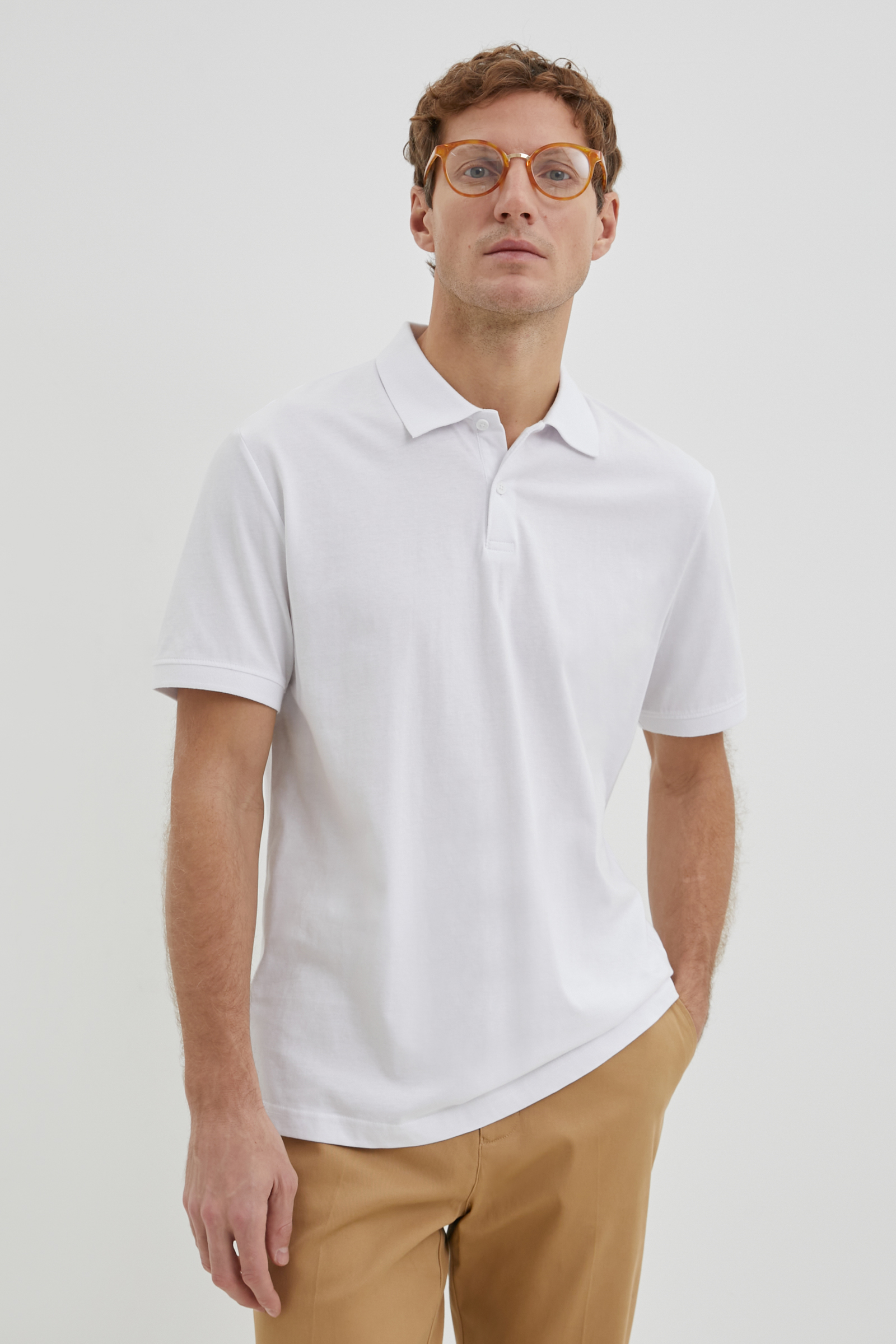 

Поло из хлопка свободного кроя, 201 white, Поло из хлопка свободного кроя