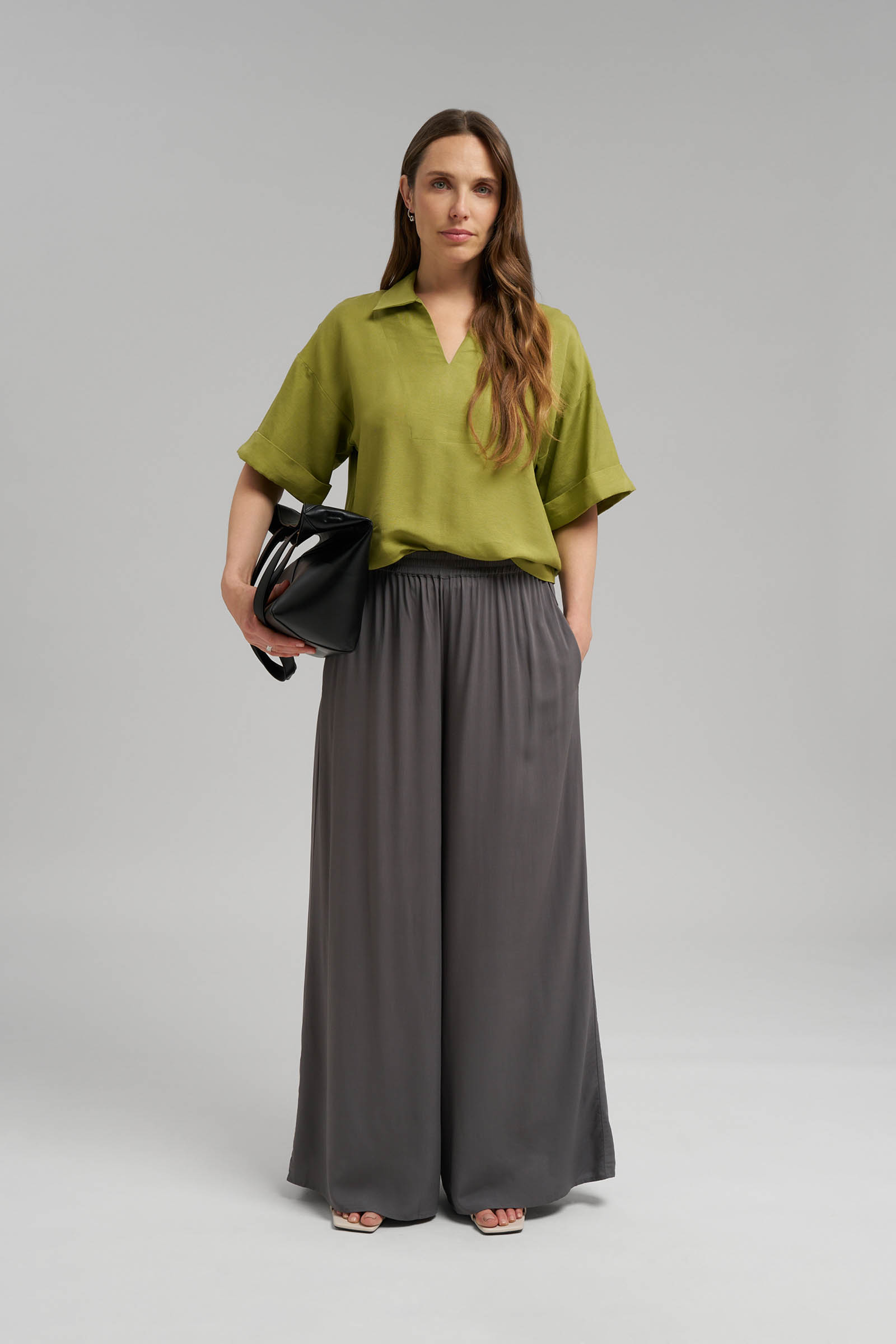 Брюки-палаццо Finn Flare с эластичным поясом, серый, арт. BAS-100201