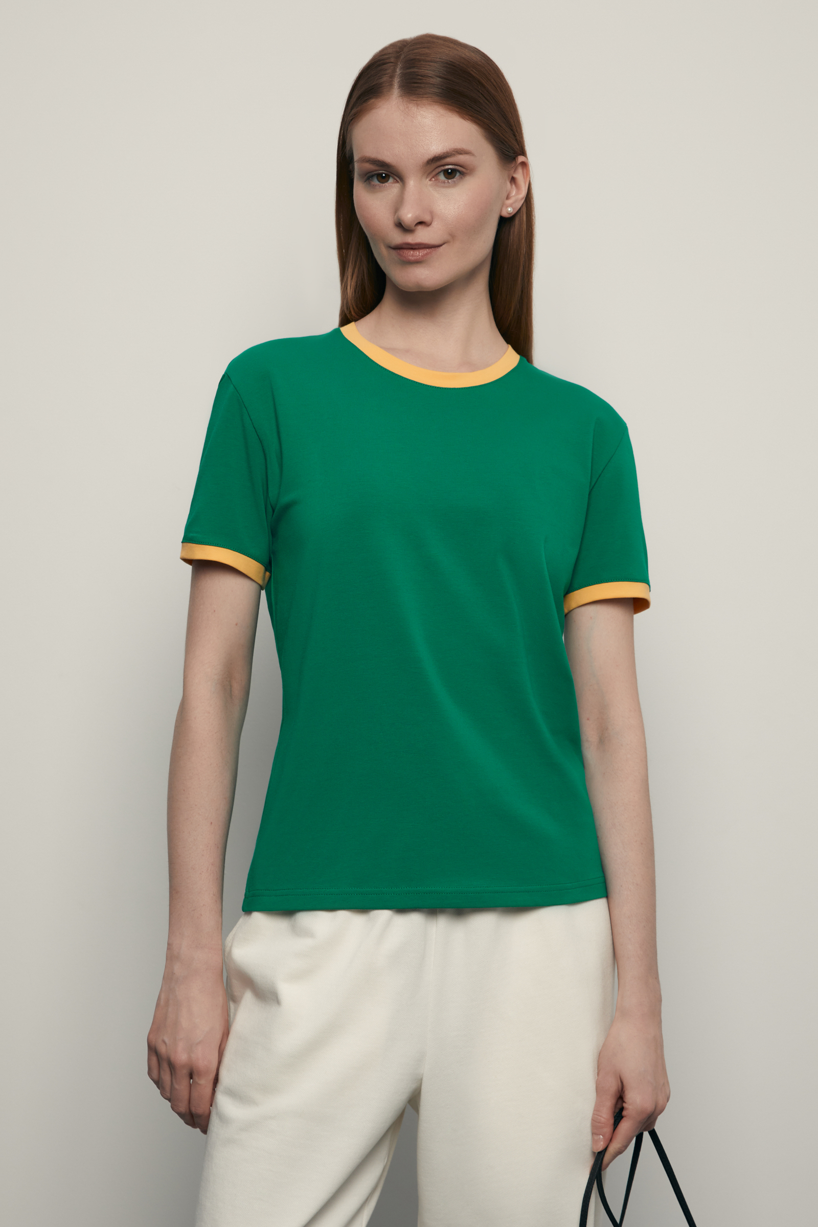 Футболка FINN FLARE с контрастной окантовкой, 500 green, арт. BAS-100188