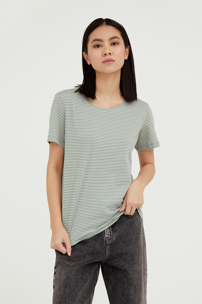 футболка женская Finn-Flare серо-зеленого цвета