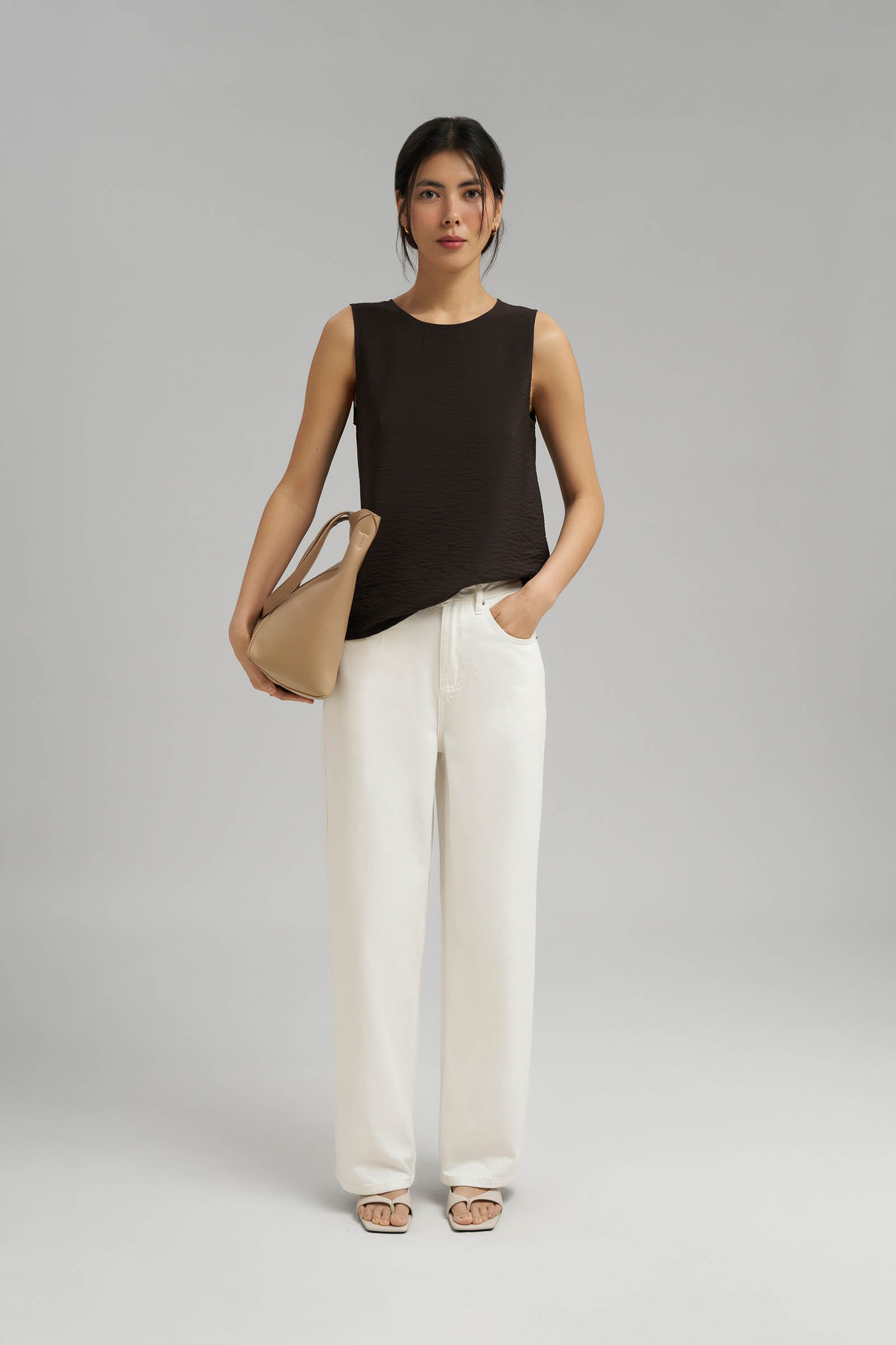 Топ Finn Flare свободный из жатой ткани, черный, арт. BAS-100214