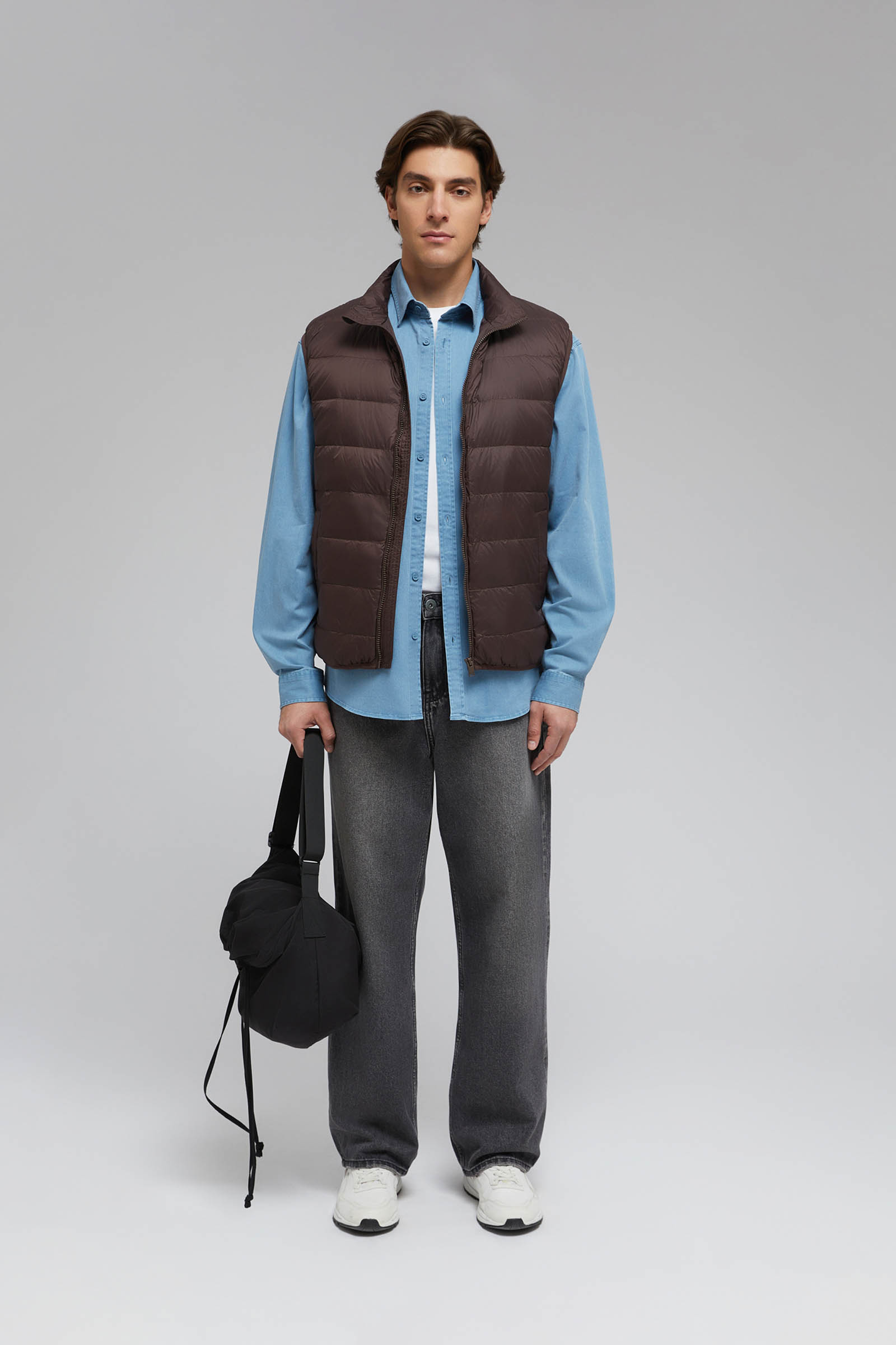 Стеганый пуховый жилет Finn Flare, коричневый, арт. BAS-20053