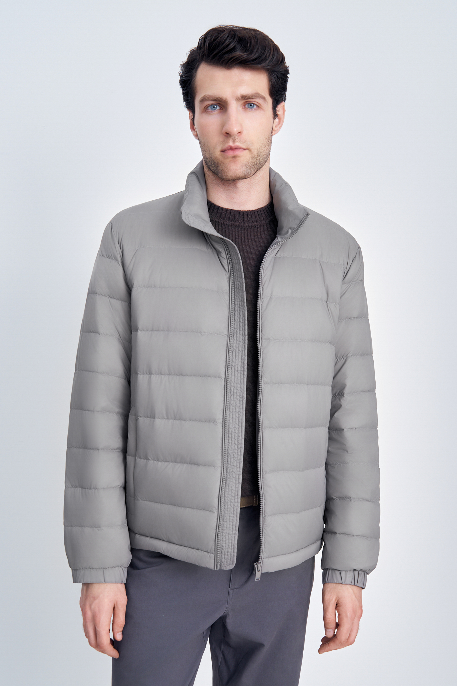 

Стеганый пуховик с воротником-стойкой, 710 cement, Стеганый пуховик с воротником-стойкой