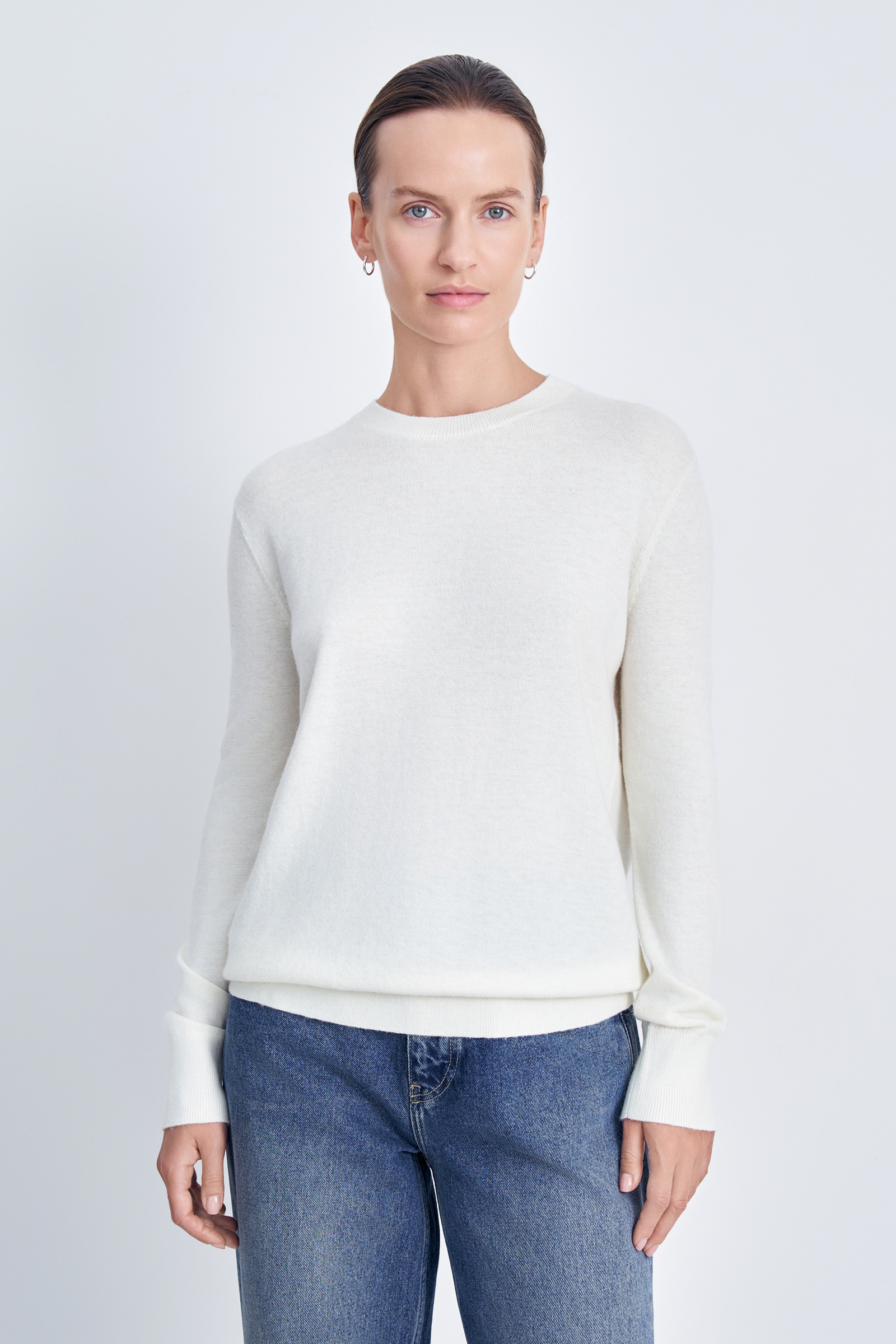 

Джемпер прямого силуэта с округлым вырезом, 711 milk, Джемпер прямого силуэта с округлым вырезом