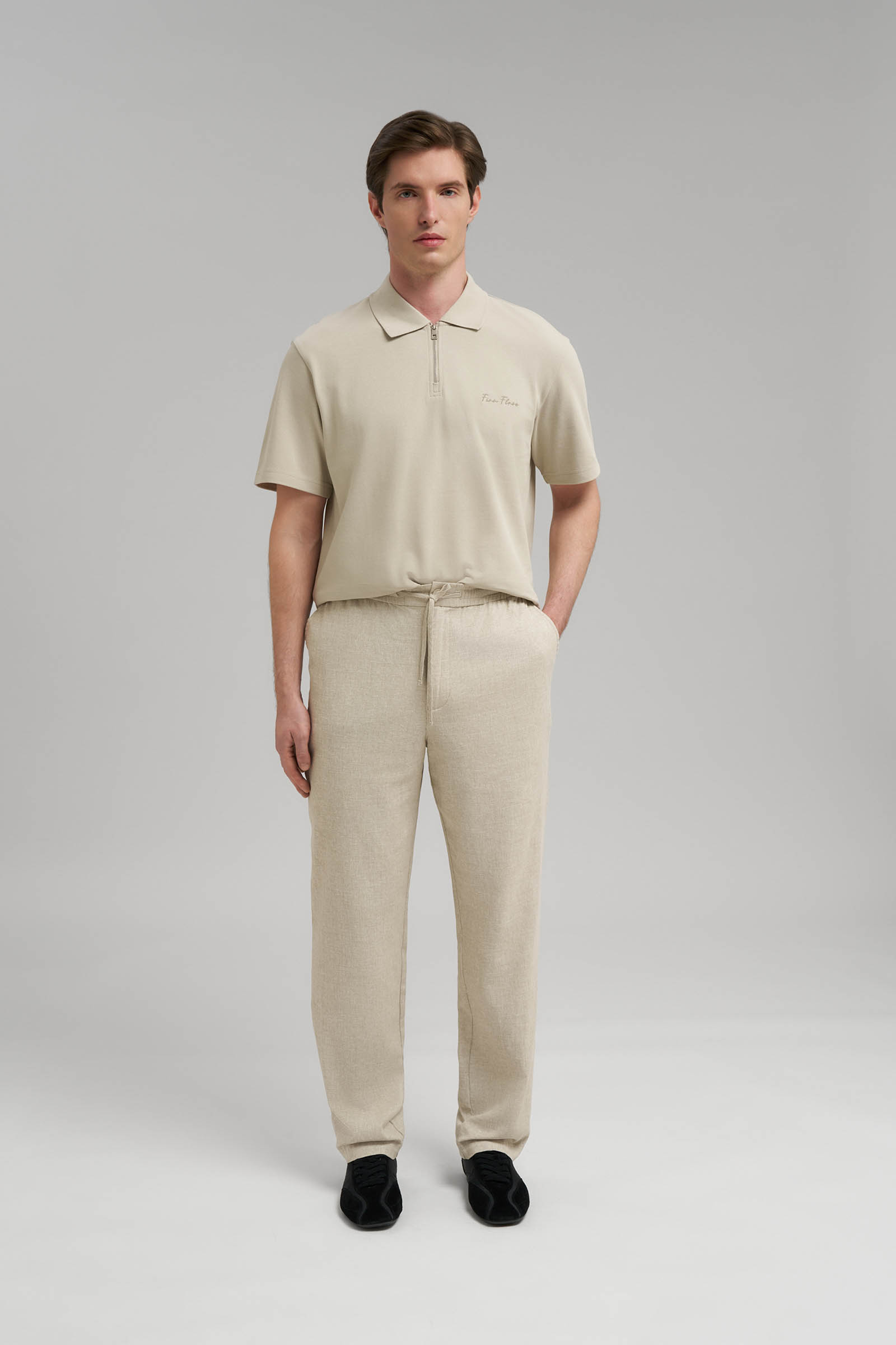 Брюки прямого кроя со льном Finn Flare, бежевый, арт. BAS-200170