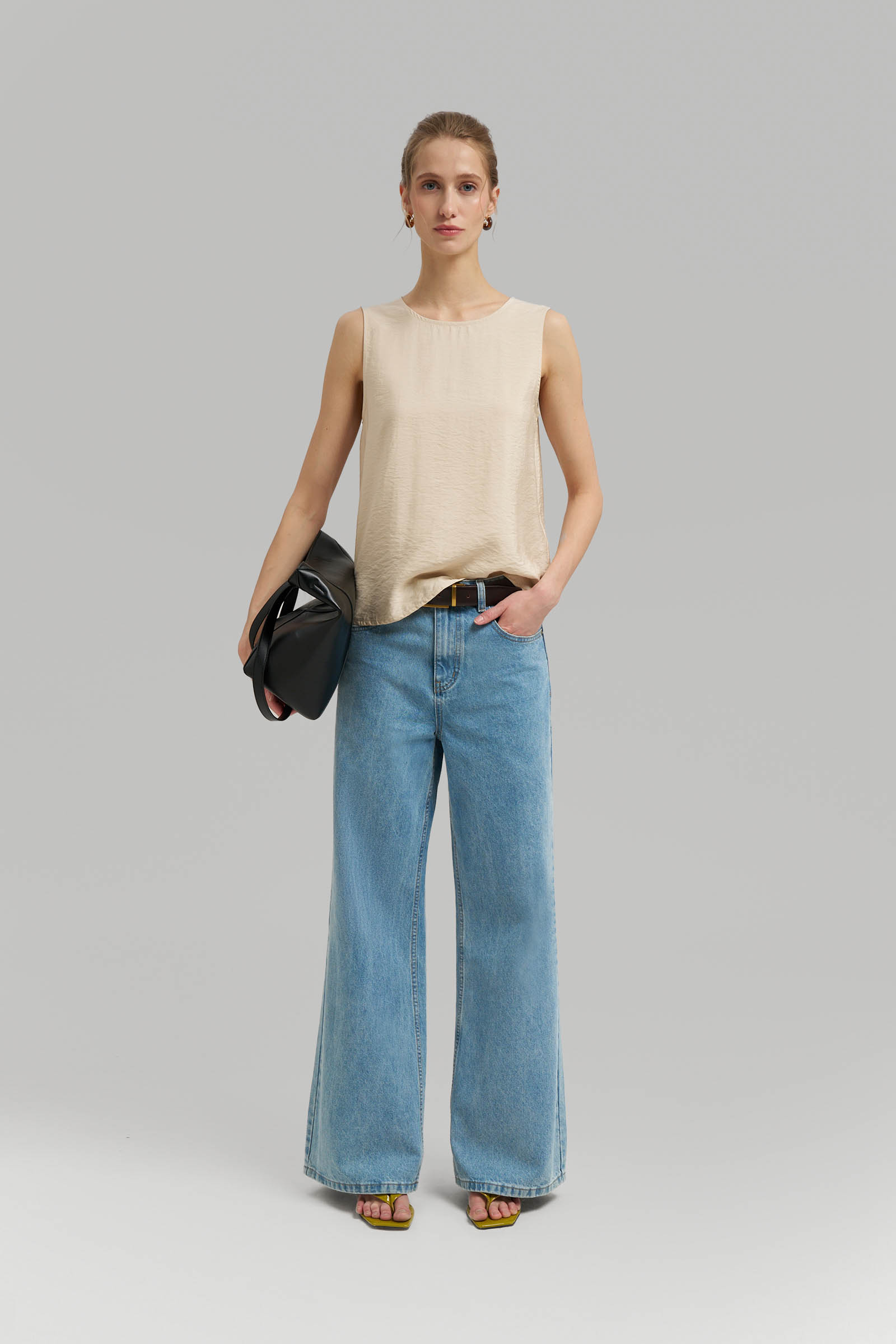 Топ Finn Flare свободный из жатой ткани, бежевый, арт. BAS-100214