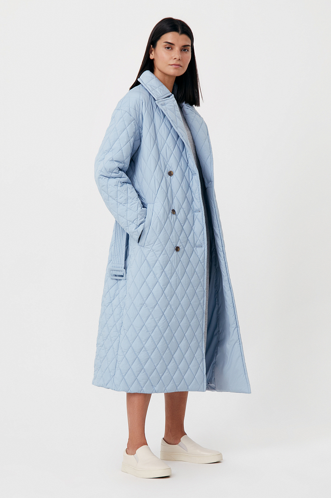 

cтеганое женское пальто с утеплителем, Голубой, cтеганое женское пальто с утеплителем