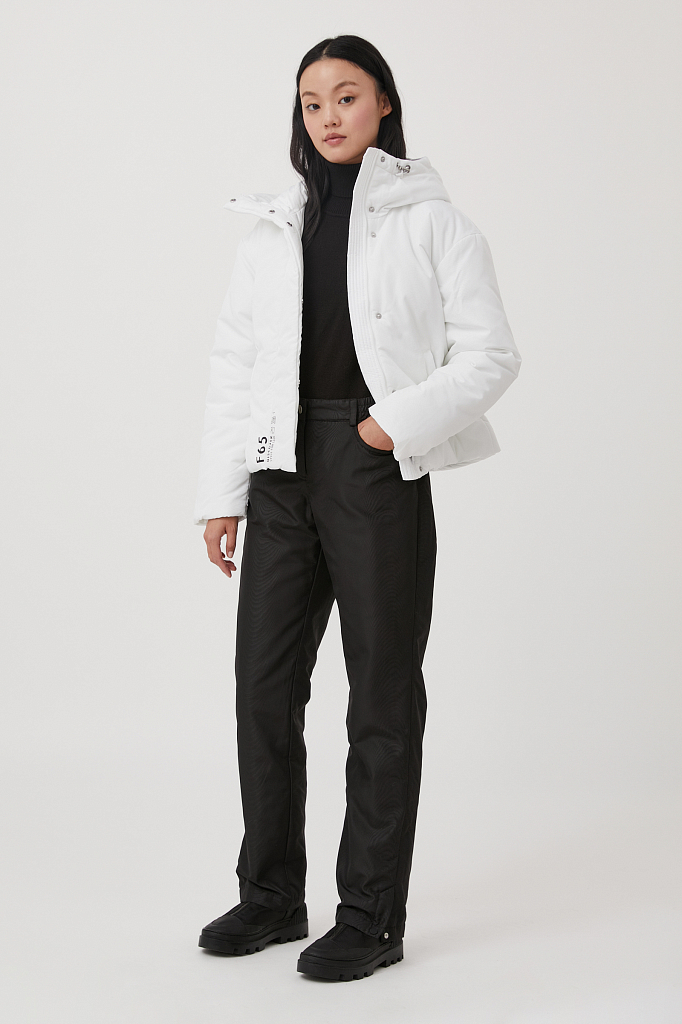 брюки женские с утеплителем с резинкой на поясе Finn-Flare черный FAB110189 