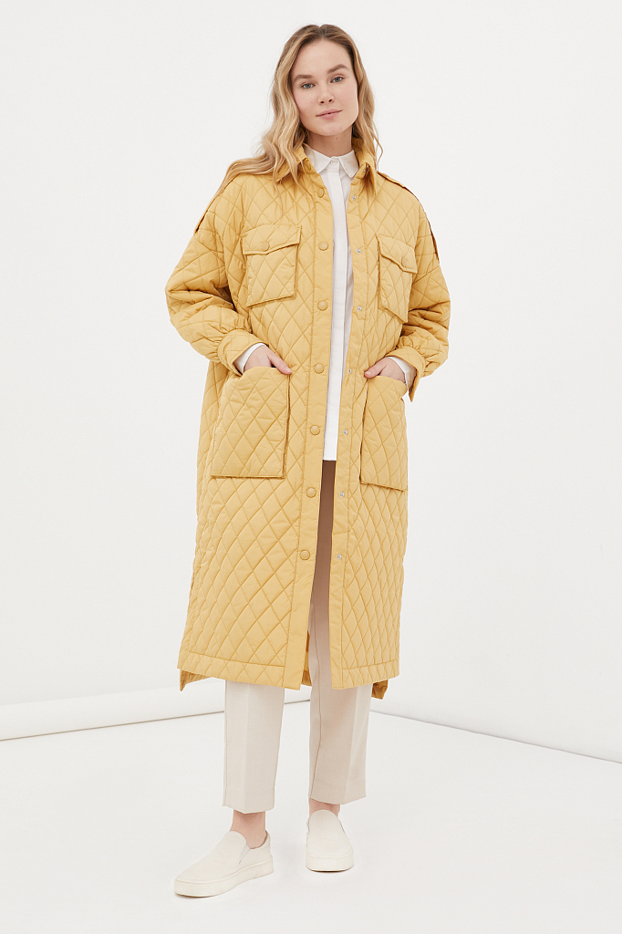 пальто женское Finn-Flare горчичного цвета