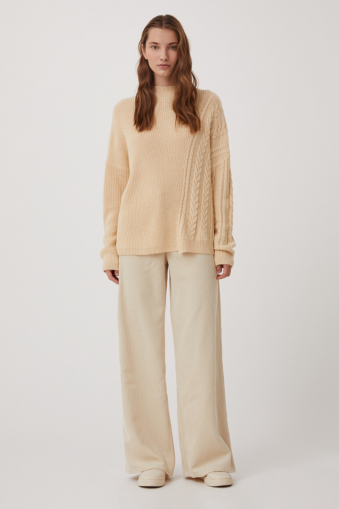 Свитер женский oversize с шерстью и отделкой сбоку