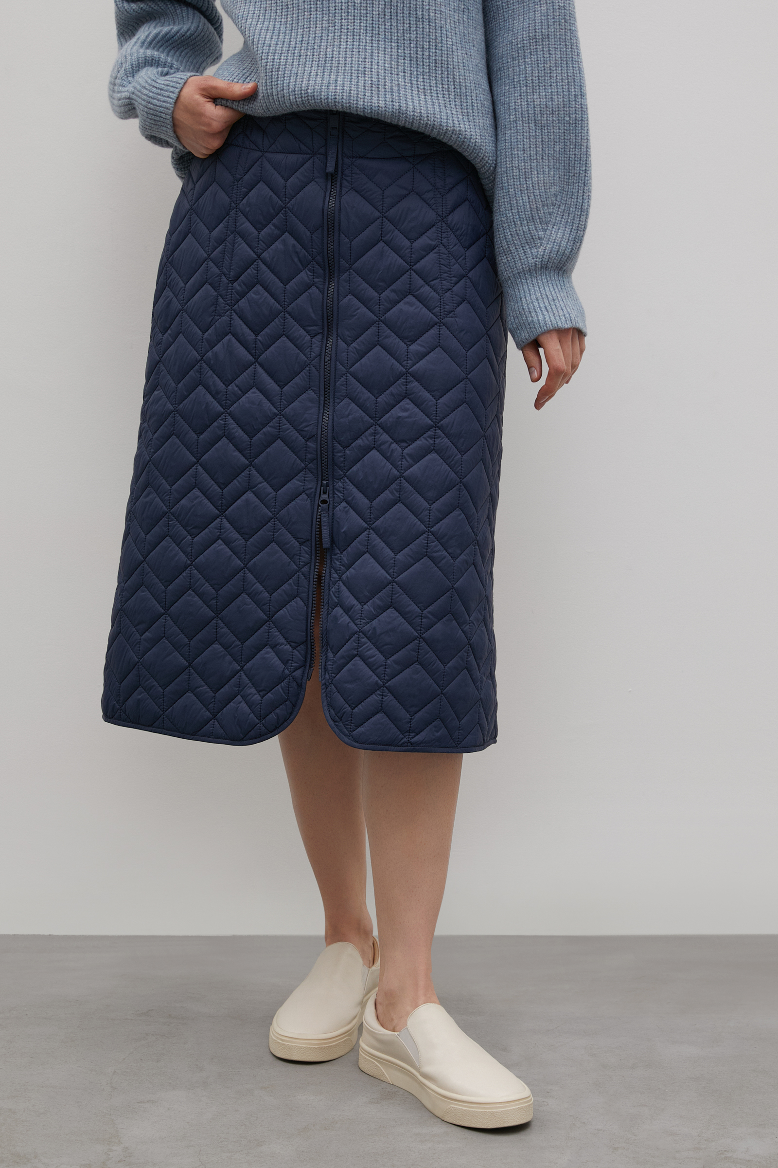 Стеганая юбка А-силуэта