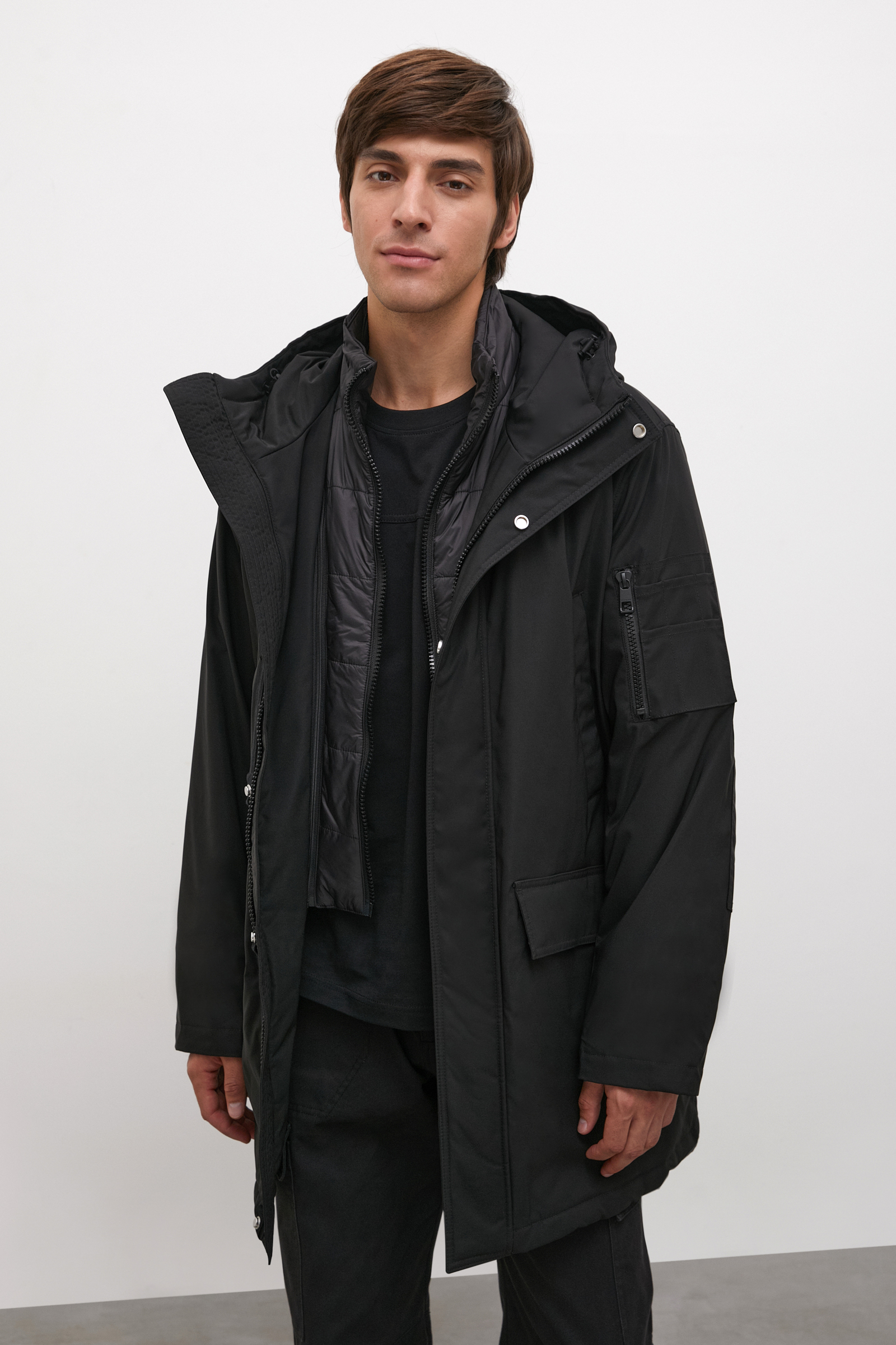 

Утепленное пальто с капюшоном, 200 black, Утепленное пальто с капюшоном