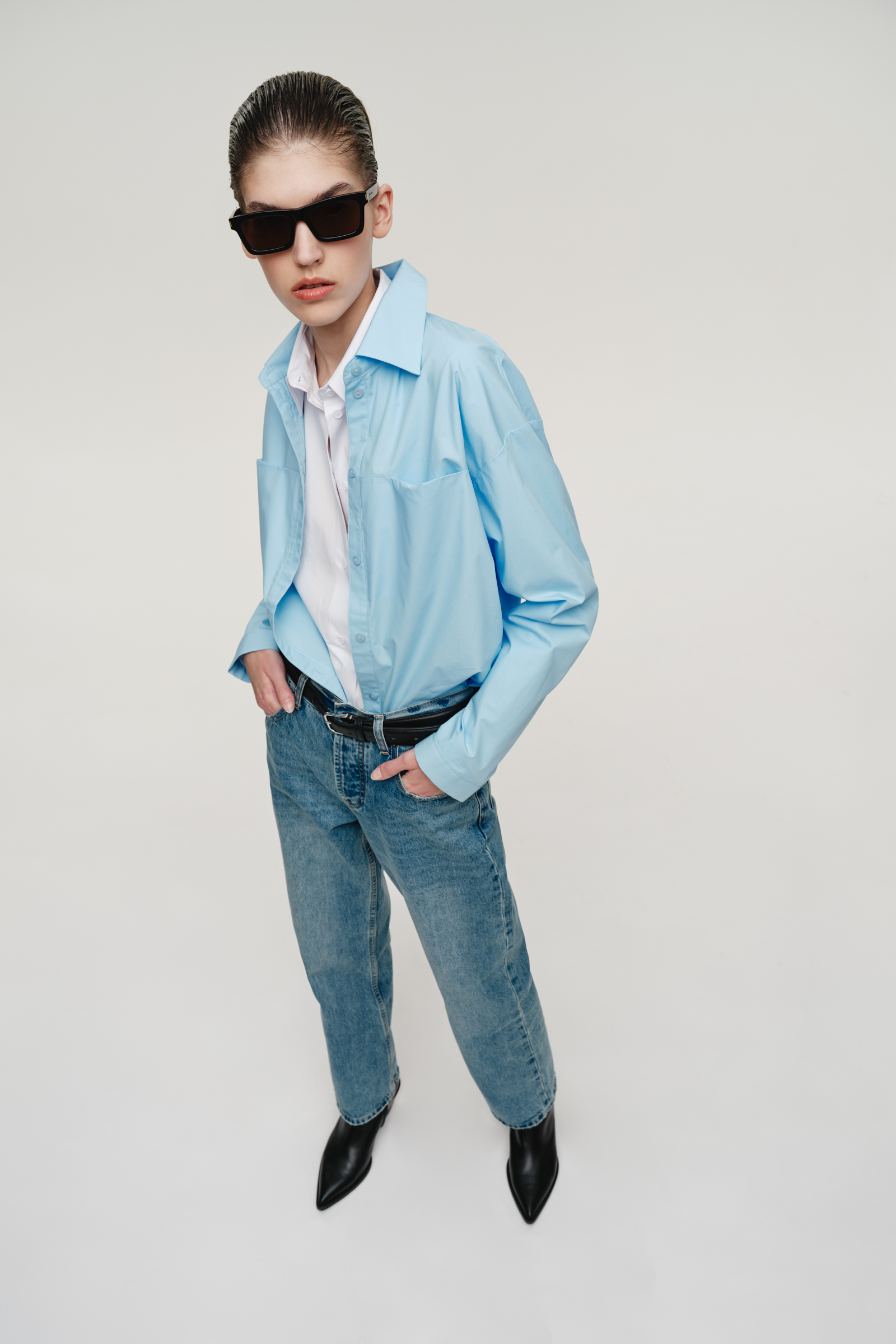 Рубашка свободного силуэта из хлопка