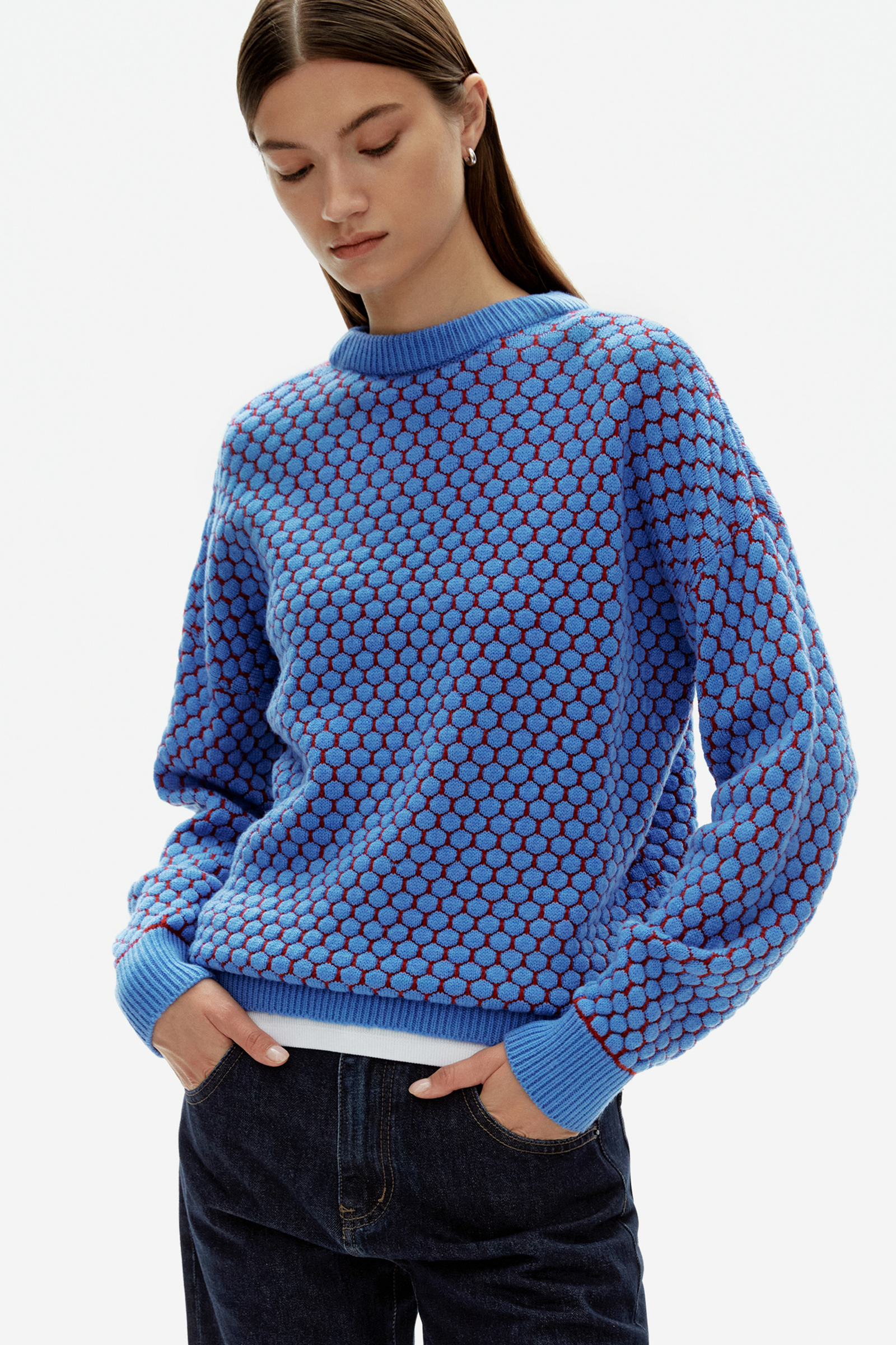 

Джемпер свободного силуэта с шерстью, 180 mc blue aster, Джемпер свободного силуэта с шерстью