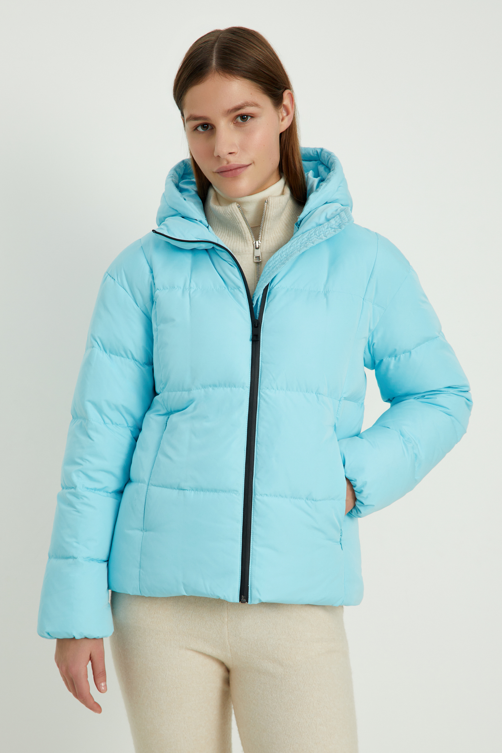 Пуховик Finn Flare с воротником-стойкой, голубой, арт. FAD11082