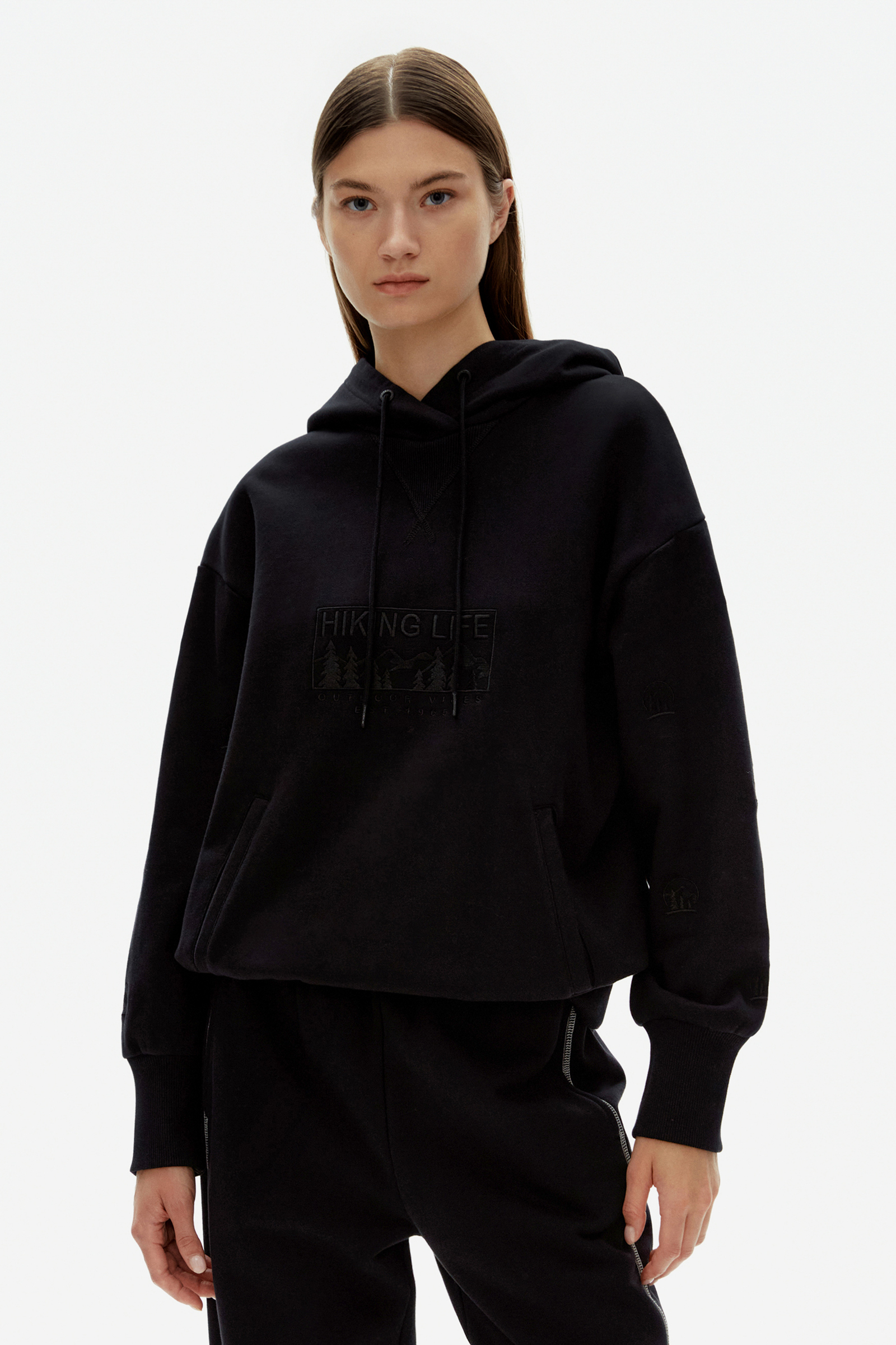 

Укороченное худи свободного кроя, 200 black, Укороченное худи свободного кроя