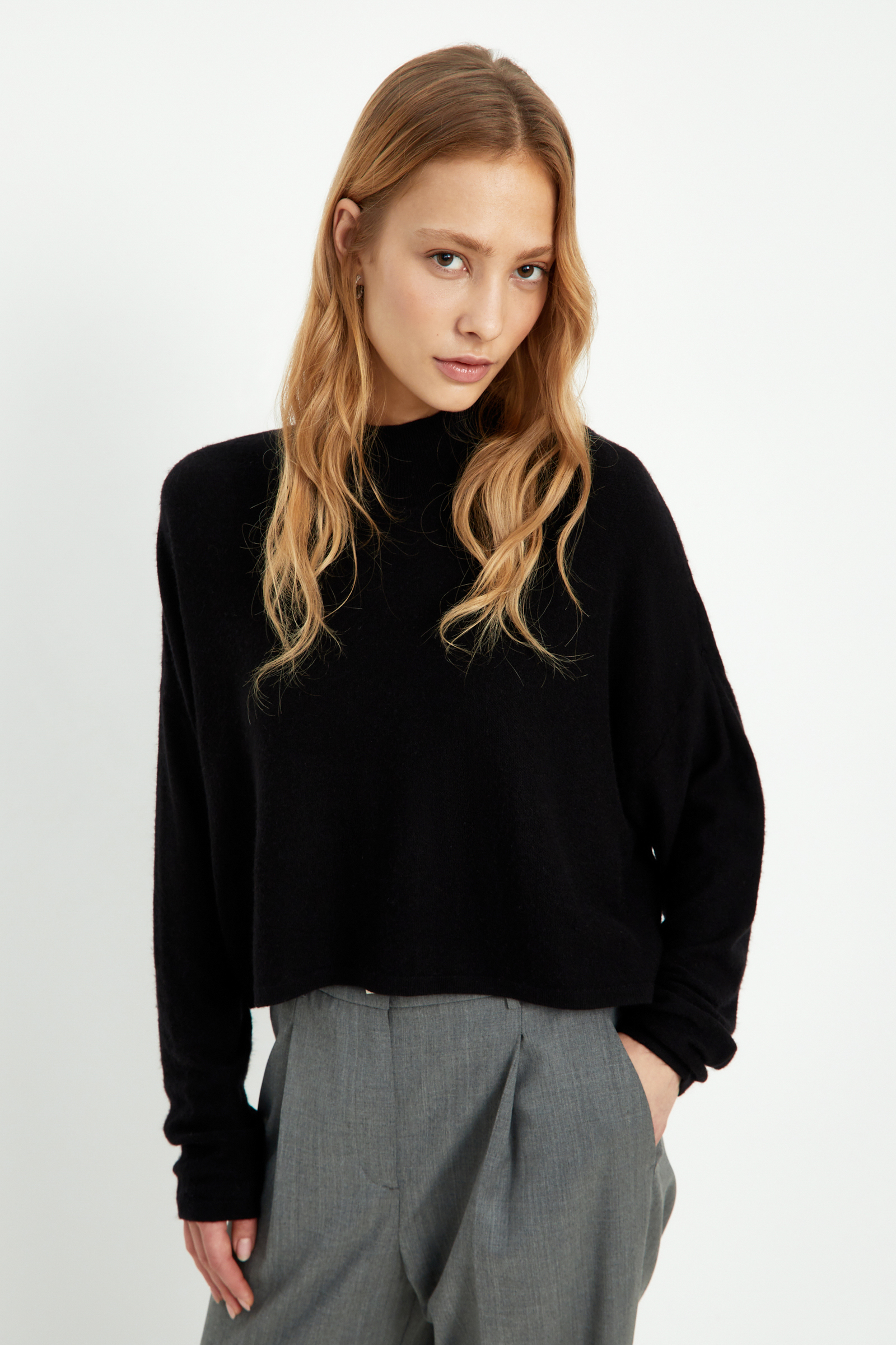 

Трикотажный джемпер с кашемиром, 200 black, Трикотажный джемпер с кашемиром