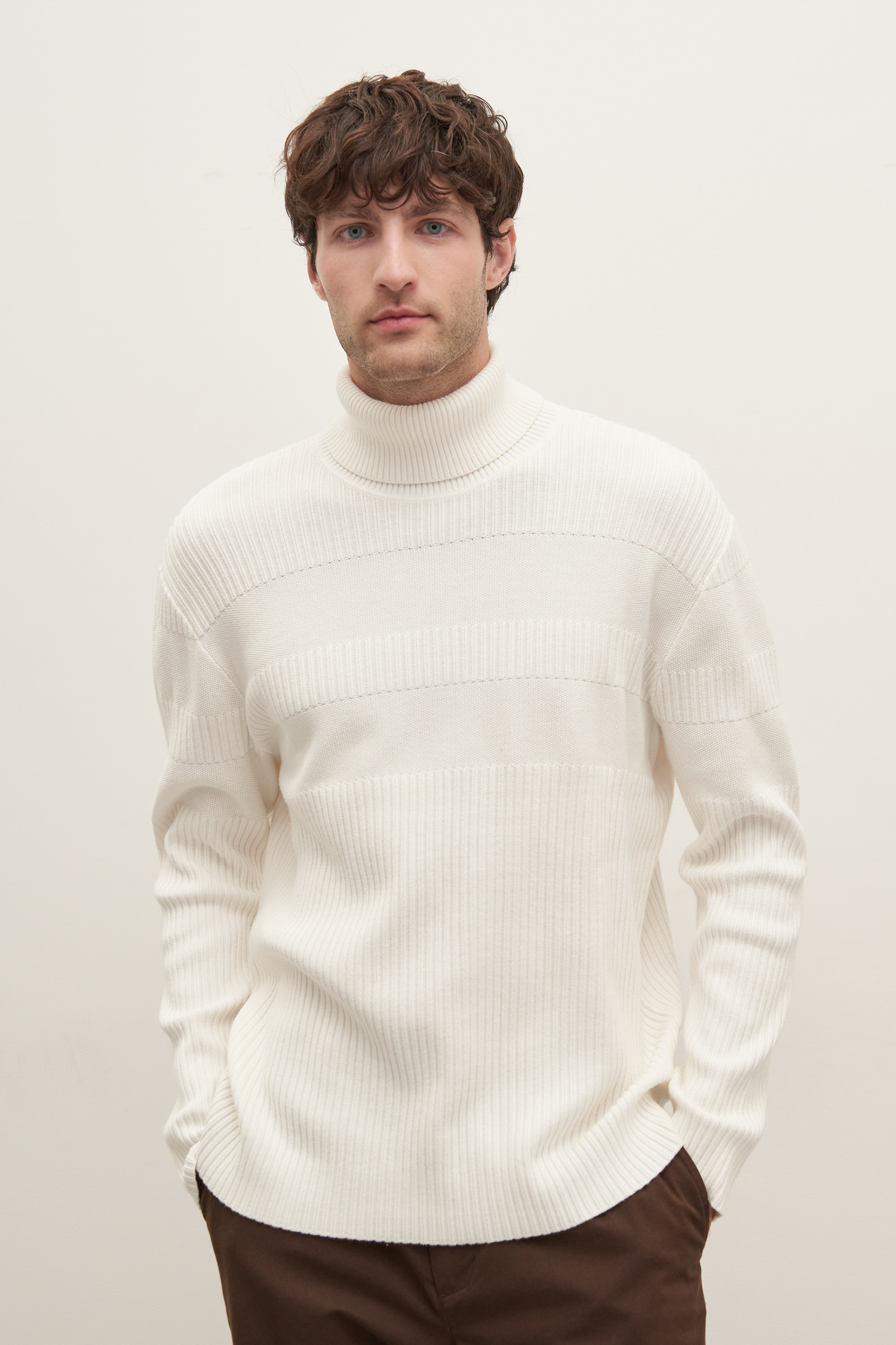 

Джемпер из хлопка с воротником-стойкой, 201 white, Джемпер из хлопка с воротником-стойкой