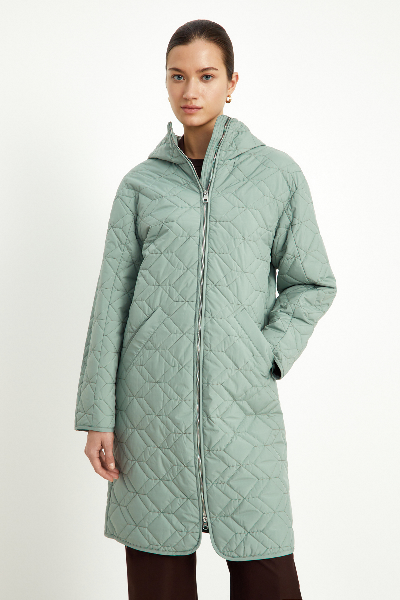 Полупальто Finn Flare утепленное с капюшоном, зеленый, арт. FAD11091