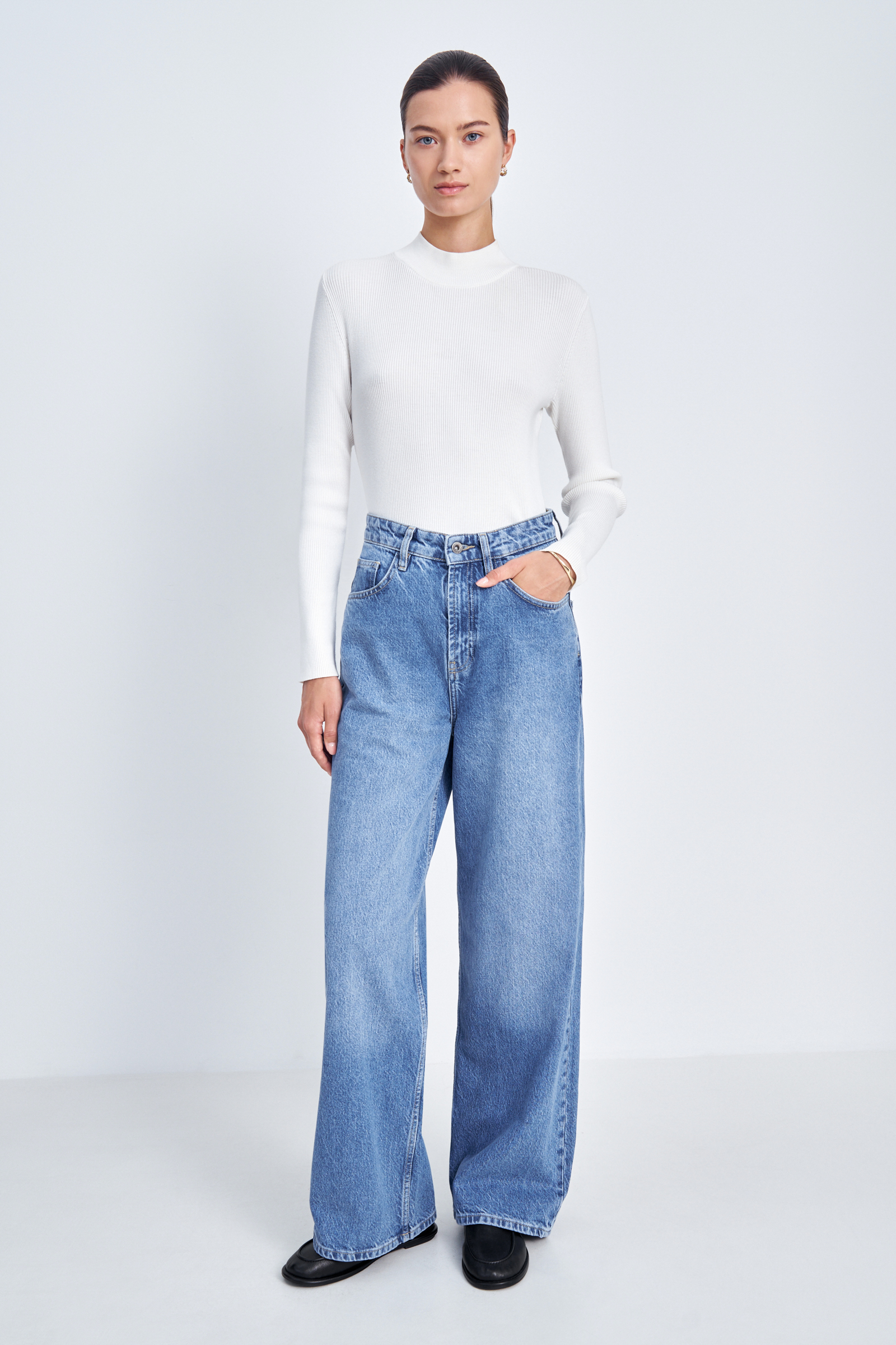 Джинсы wide leg fit женские