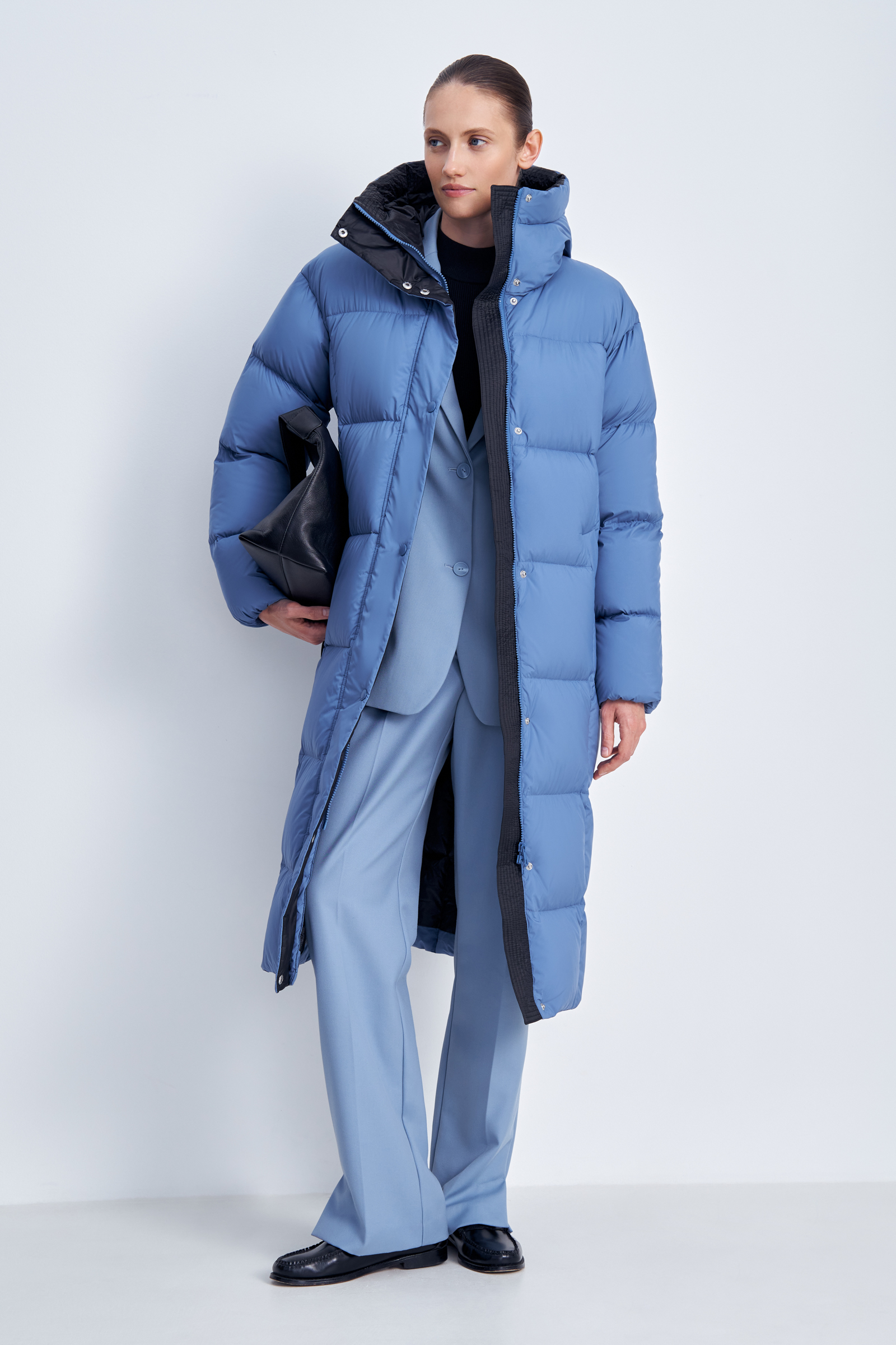 

Пуховое пальто с капюшоном свободного силуэта, 186 coronet blue, Пуховое пальто с капюшоном свободного силуэта