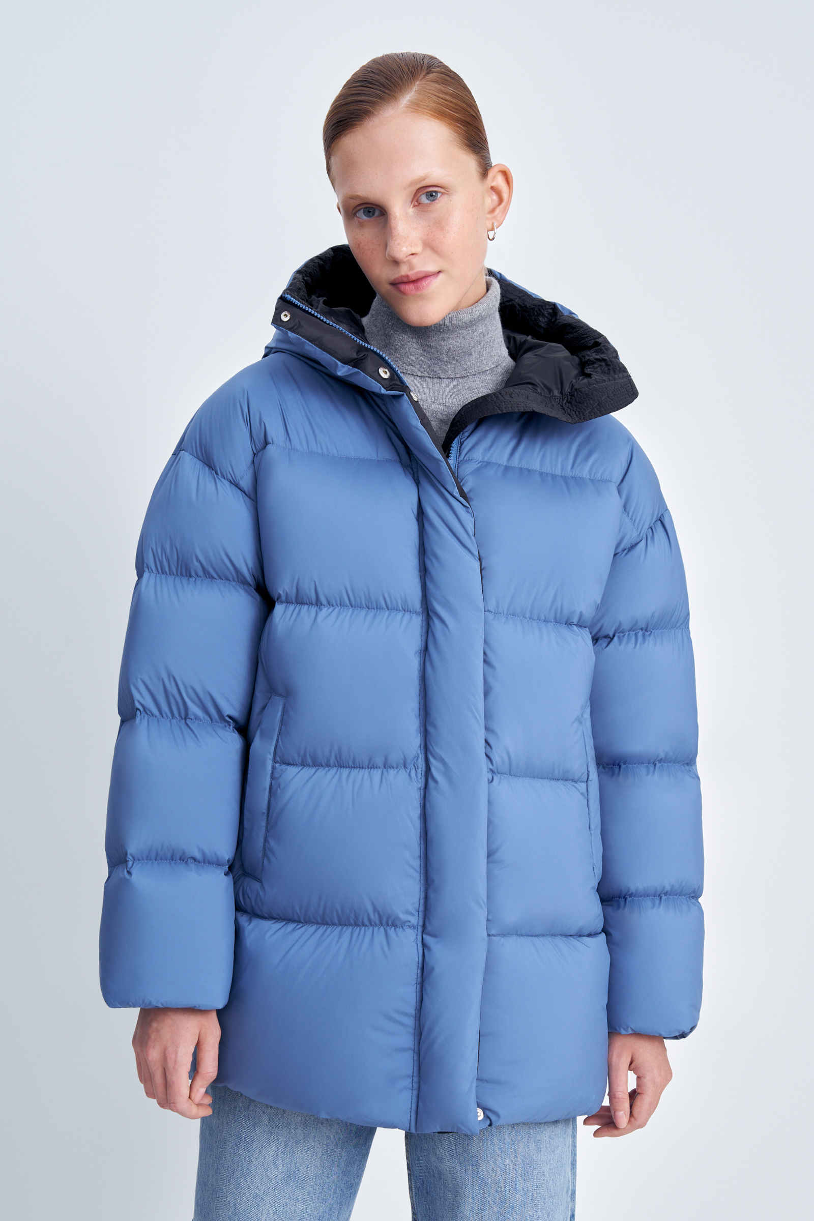 

Стеганый пуховик с воротником-стойкой, 186 coronet blue, Стеганый пуховик с воротником-стойкой