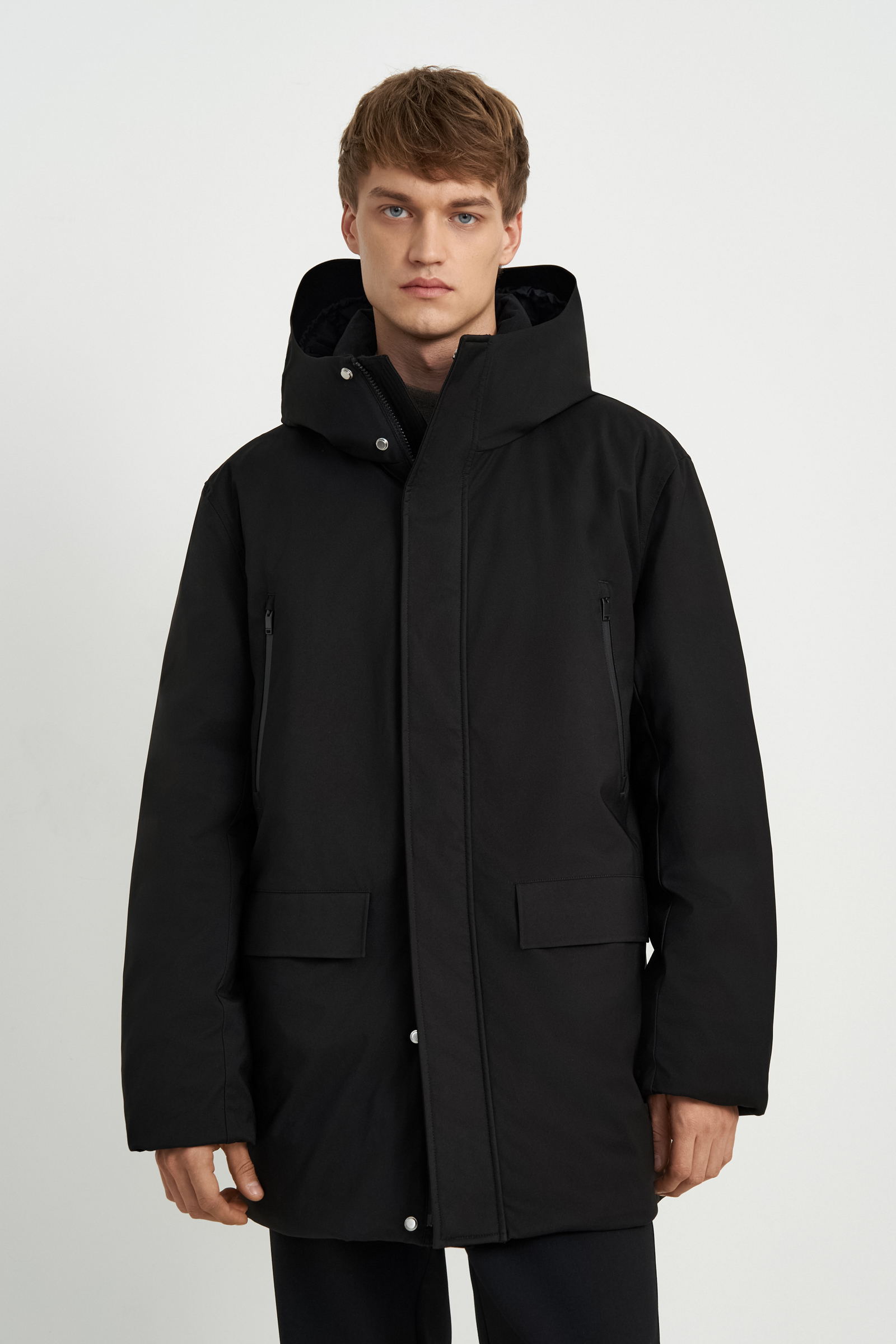 

Пуховое полупальто прямого силуэта, 200 black, Пуховое полупальто прямого силуэта