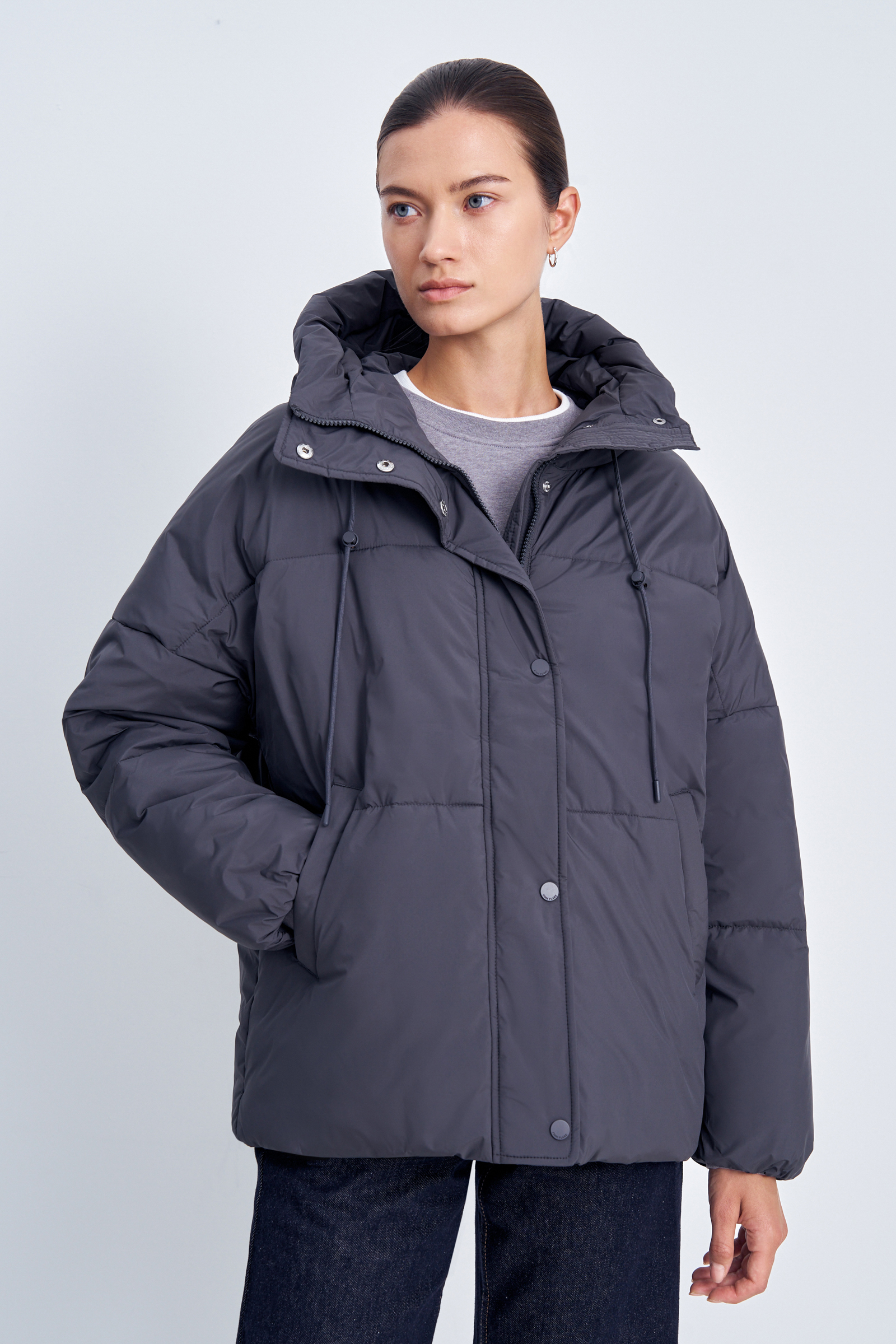 Утепленная куртка свободного силуэта