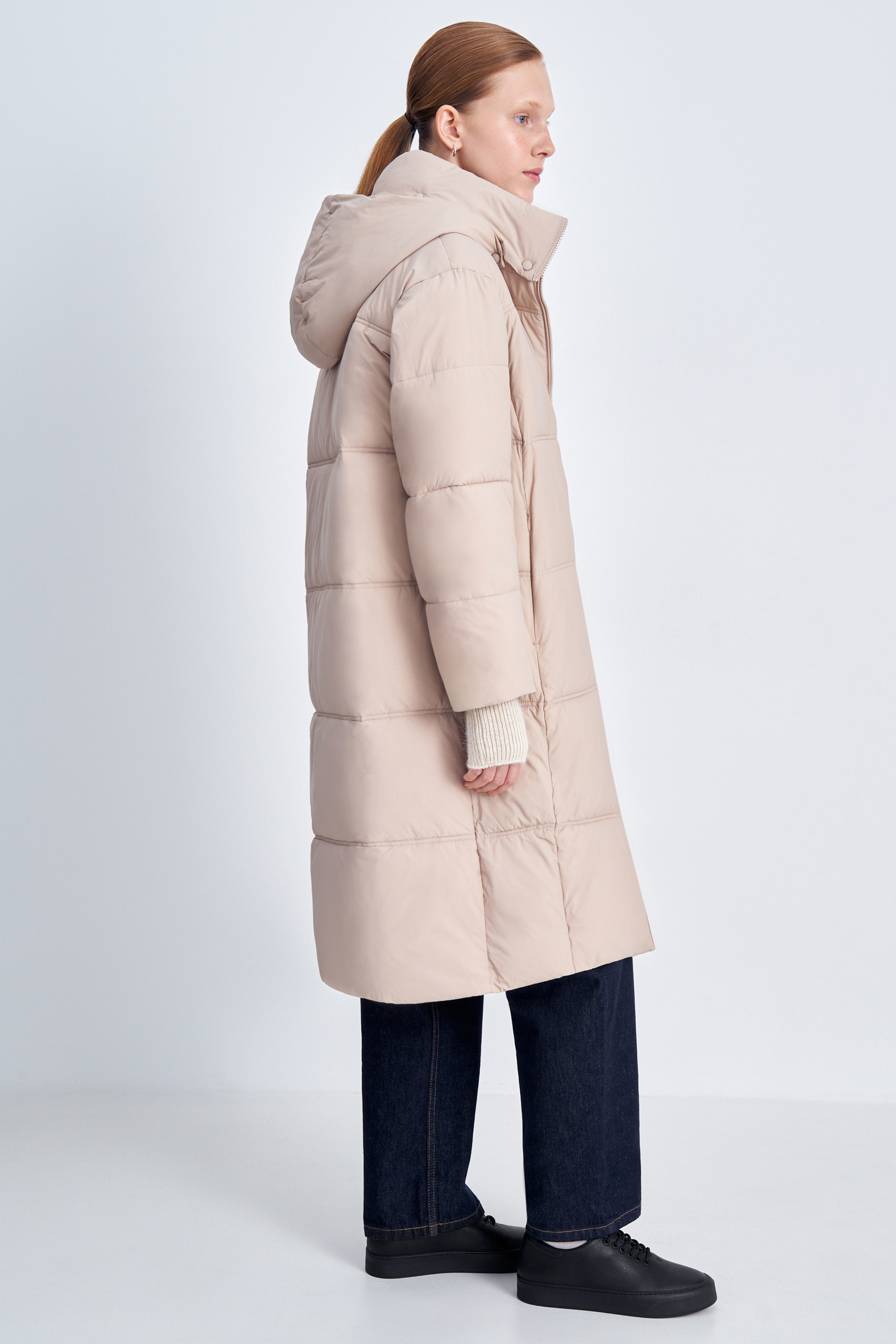 

Утепленное пальто прямого кроя с капюшоном, 709 cornstalk, Утепленное пальто прямого кроя с капюшоном