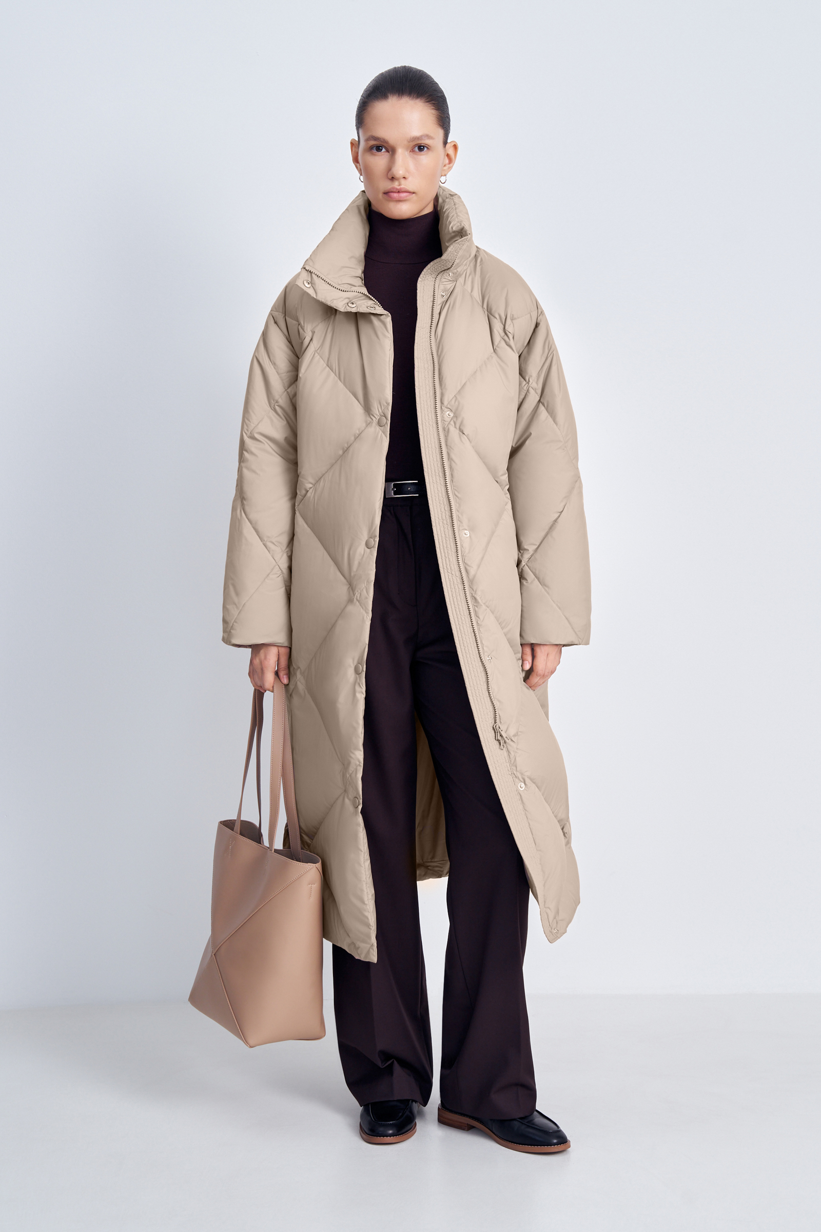 

Пуховое пальто с воротником-стойкой и капюшоном, 709 cornstalk, Пуховое пальто с воротником-стойкой и капюшоном