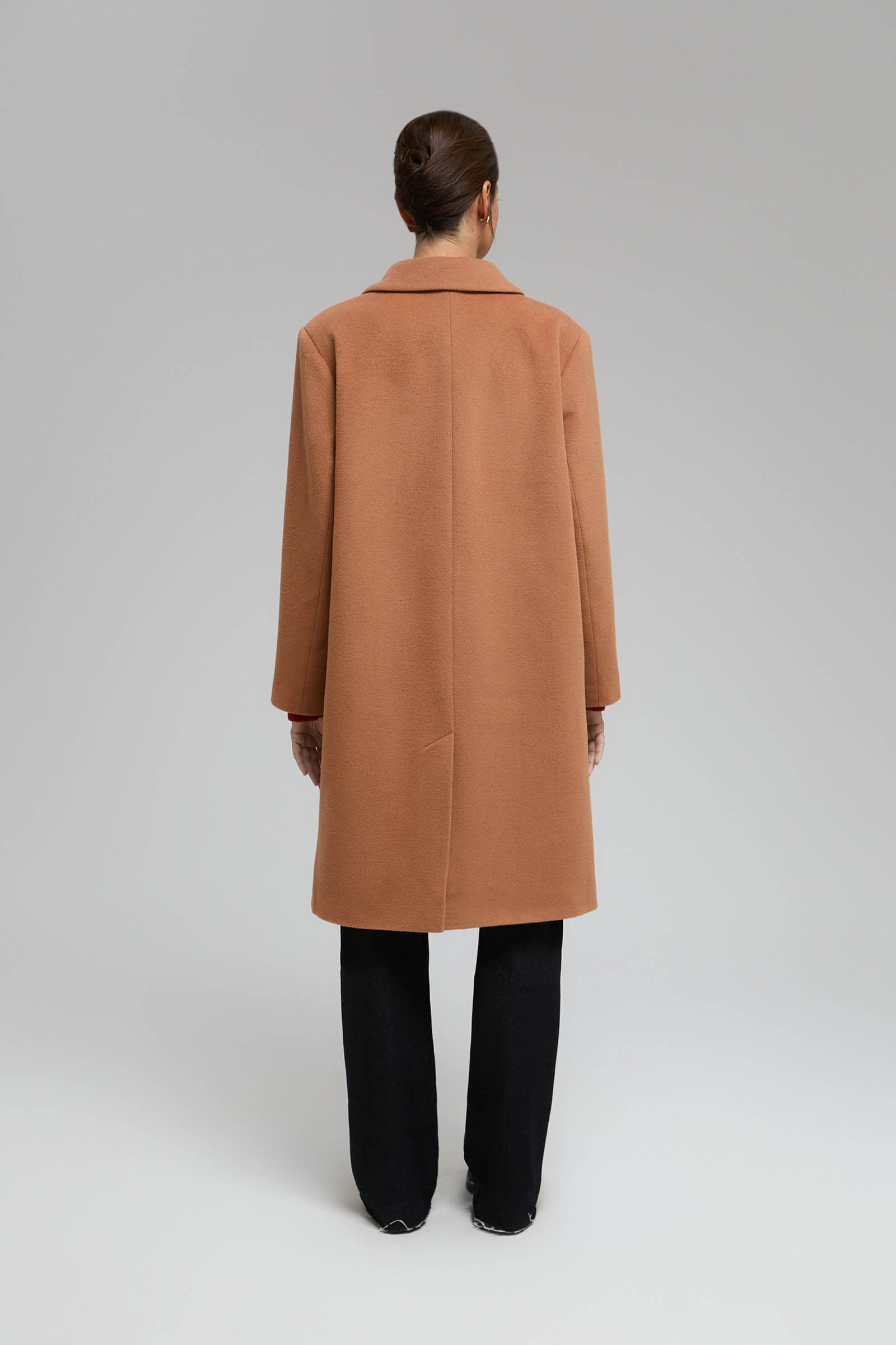 

Пальто средней длины прямого силуэта, 200 black, Пальто средней длины прямого силуэта