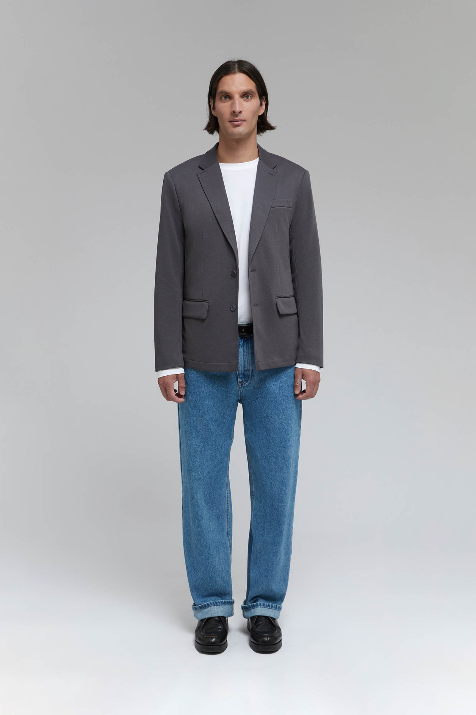 

Однобортный пиджак с хлопком, 202 graphite, Однобортный пиджак с хлопком